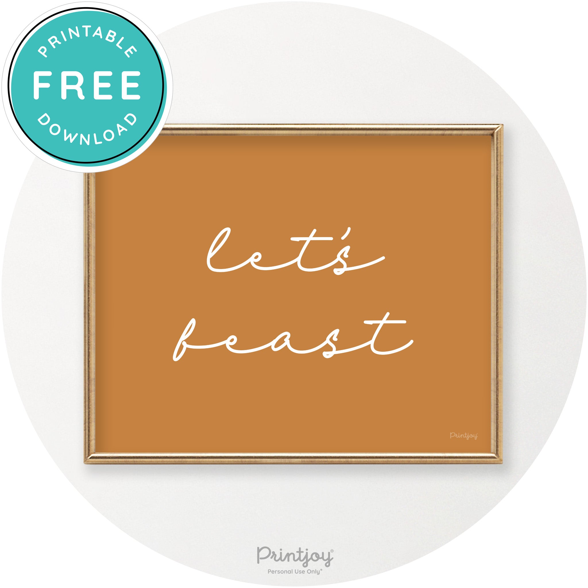 Let's Feast Cute Thanksgiving Modern Chic Wall Art Printable - Printjoy
