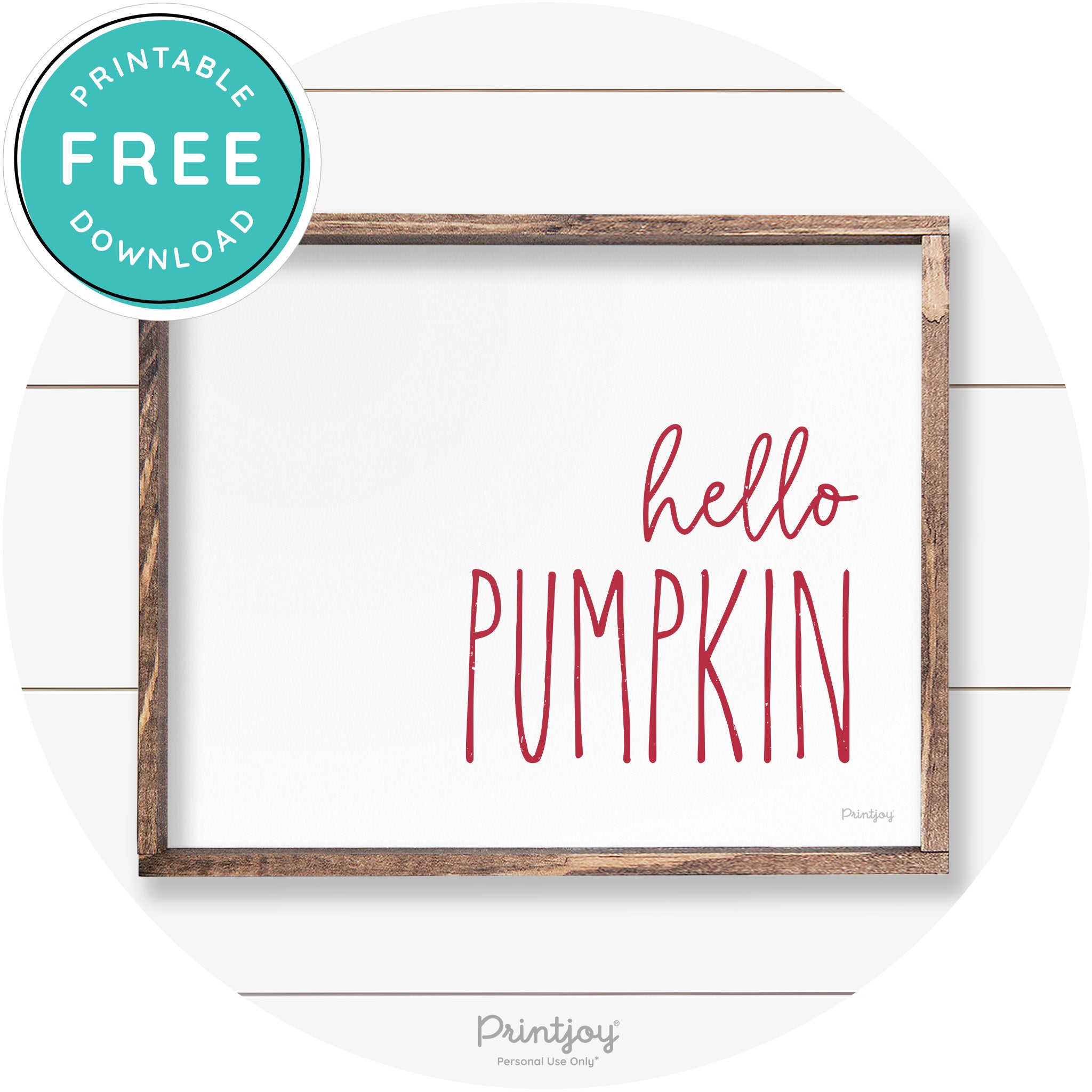 Hello Pumpkin Cute Fun Simple Farmhouse Wall Art Free Printable - Printjoy