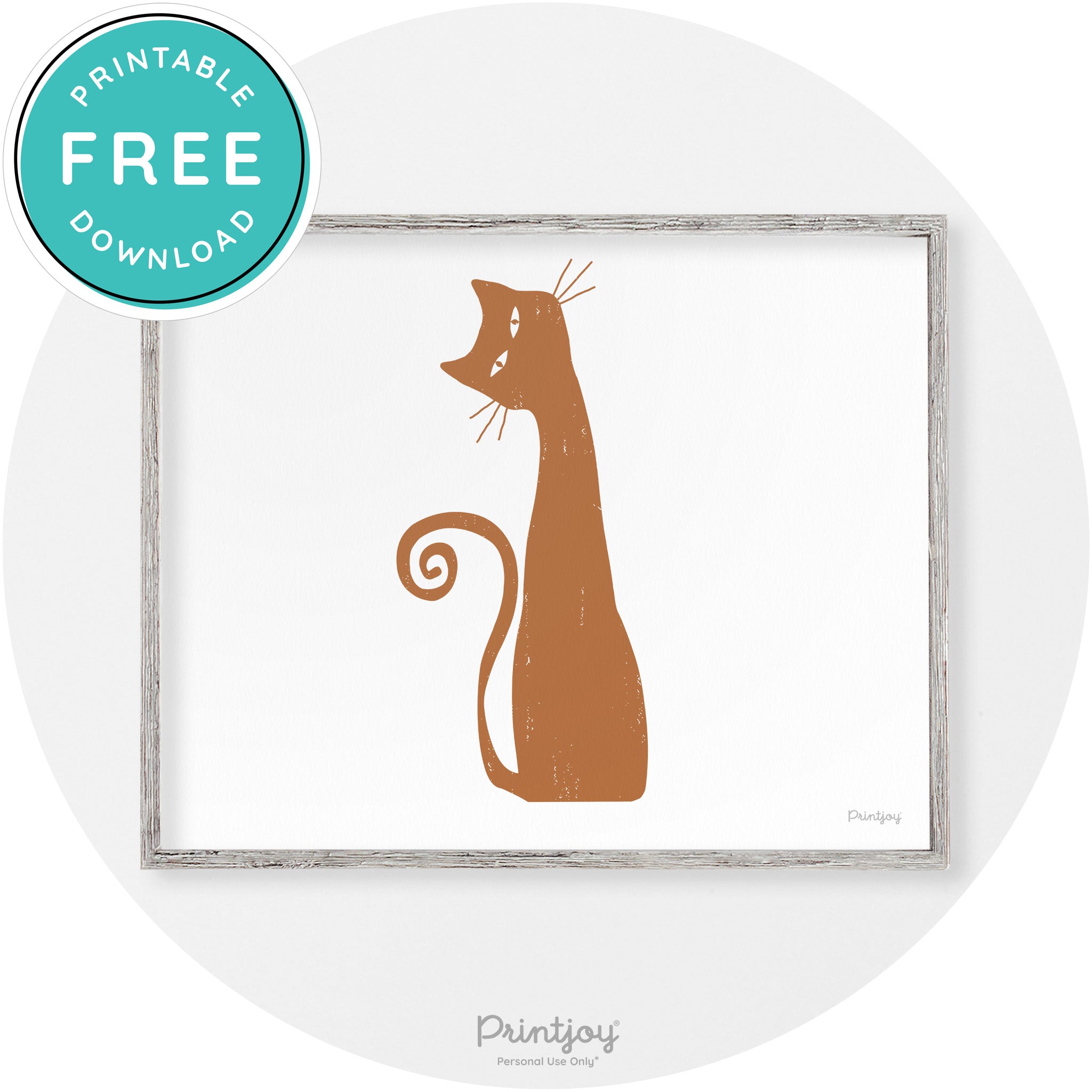 Creepy Skinny Cat Modern Vintage Halloween Wall Art Free Printable - Printjoy