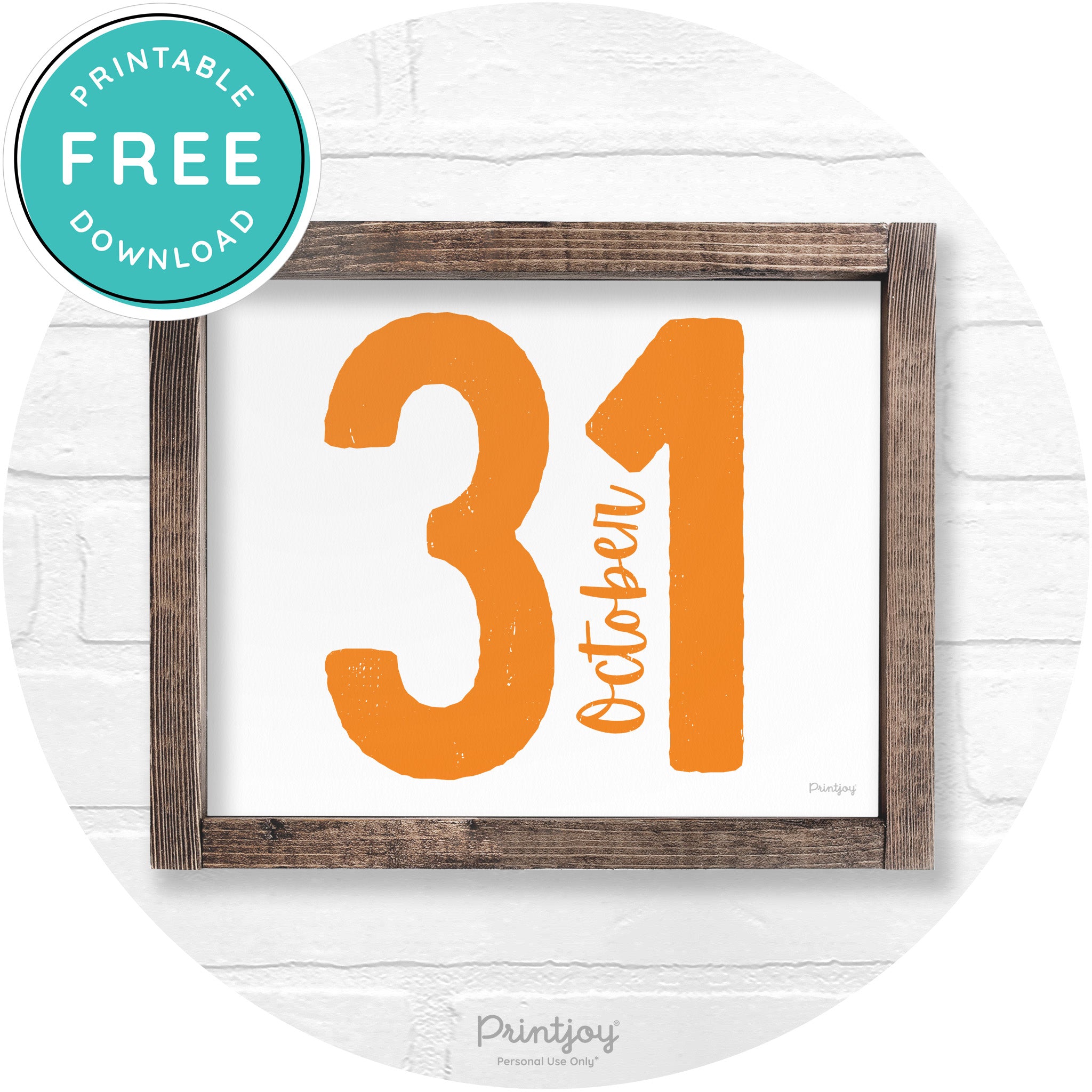 October 31 Halloween Rustic Farmhouse Wall Art Free Printable - Printjoy