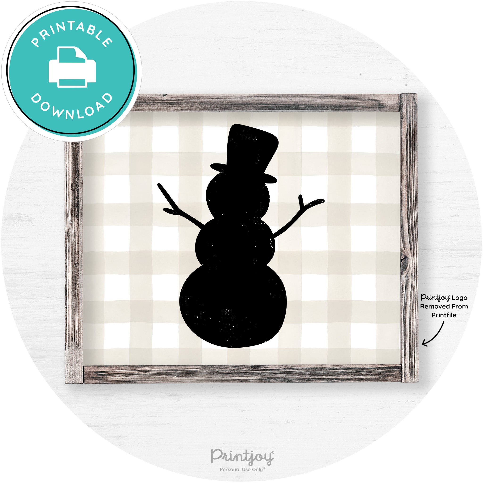 Snowman Silhouette Winter Farmhouse Wall Art Decor Free Printable - Printjoy
