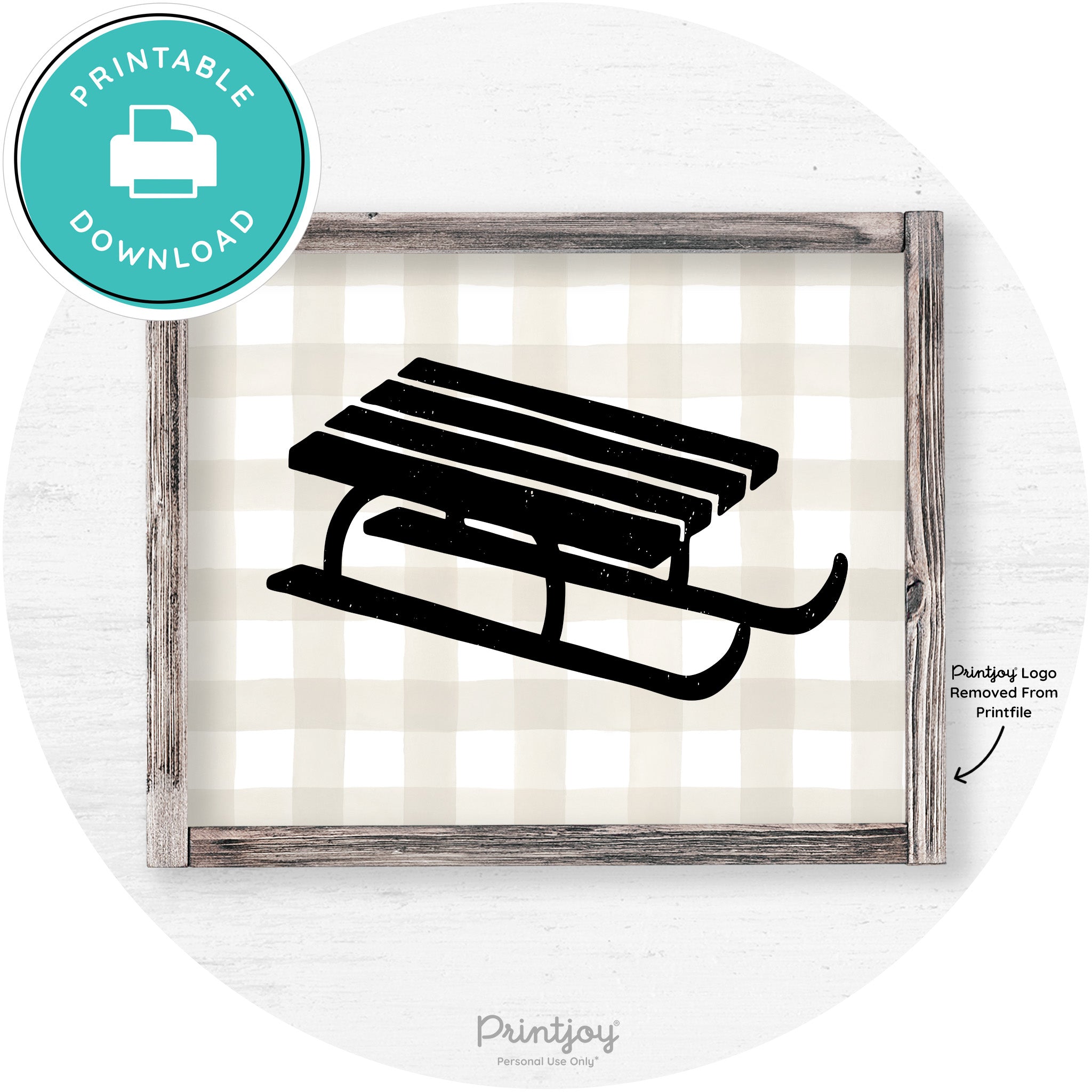 Winter Old Fashioned Sled Rustic Farmhouse Wall Art Free Printable - Printjoy