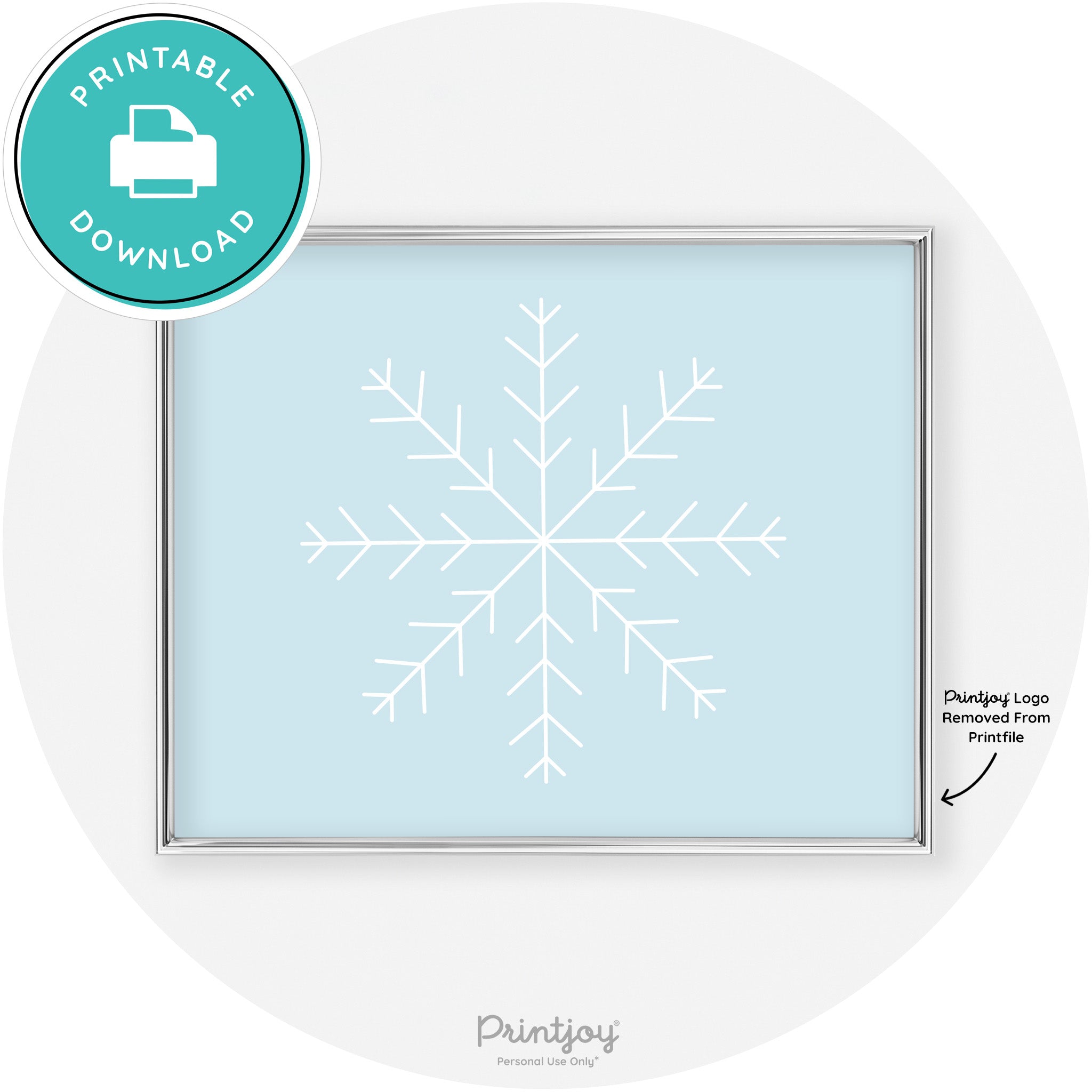Snowflake Line Art Cute Winter Modern Chic Wall Art Free Printable - Printjoy
