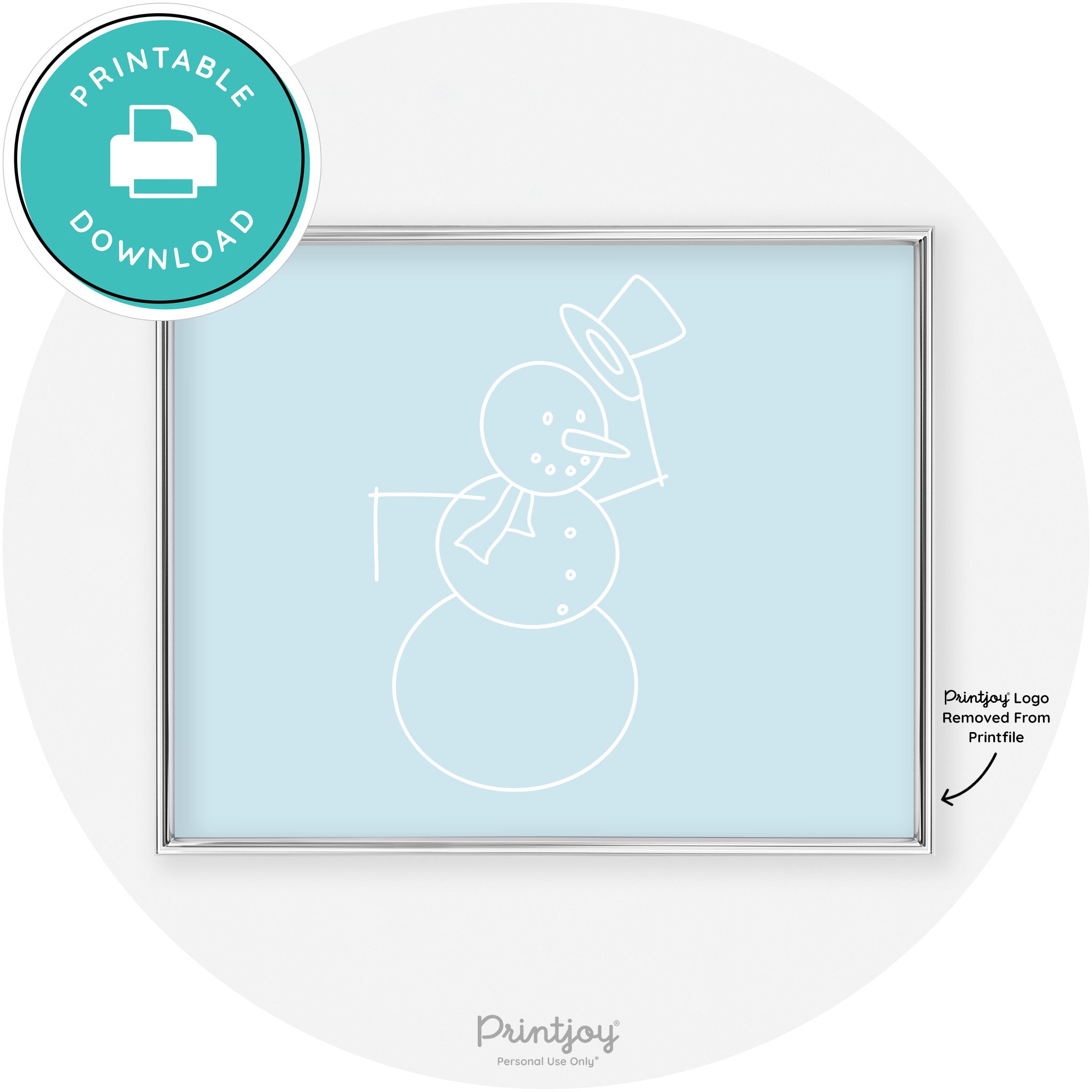 Snowman Line Art Cute Winter Modern Chic Wall Art Free Printable - Printjoy