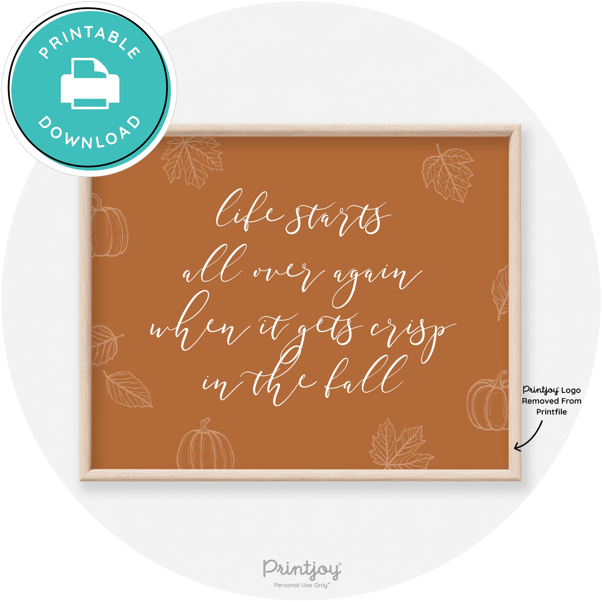 Fall Quote Life Starts Over Again Transitional Wall Art Free Printable - Printjoy