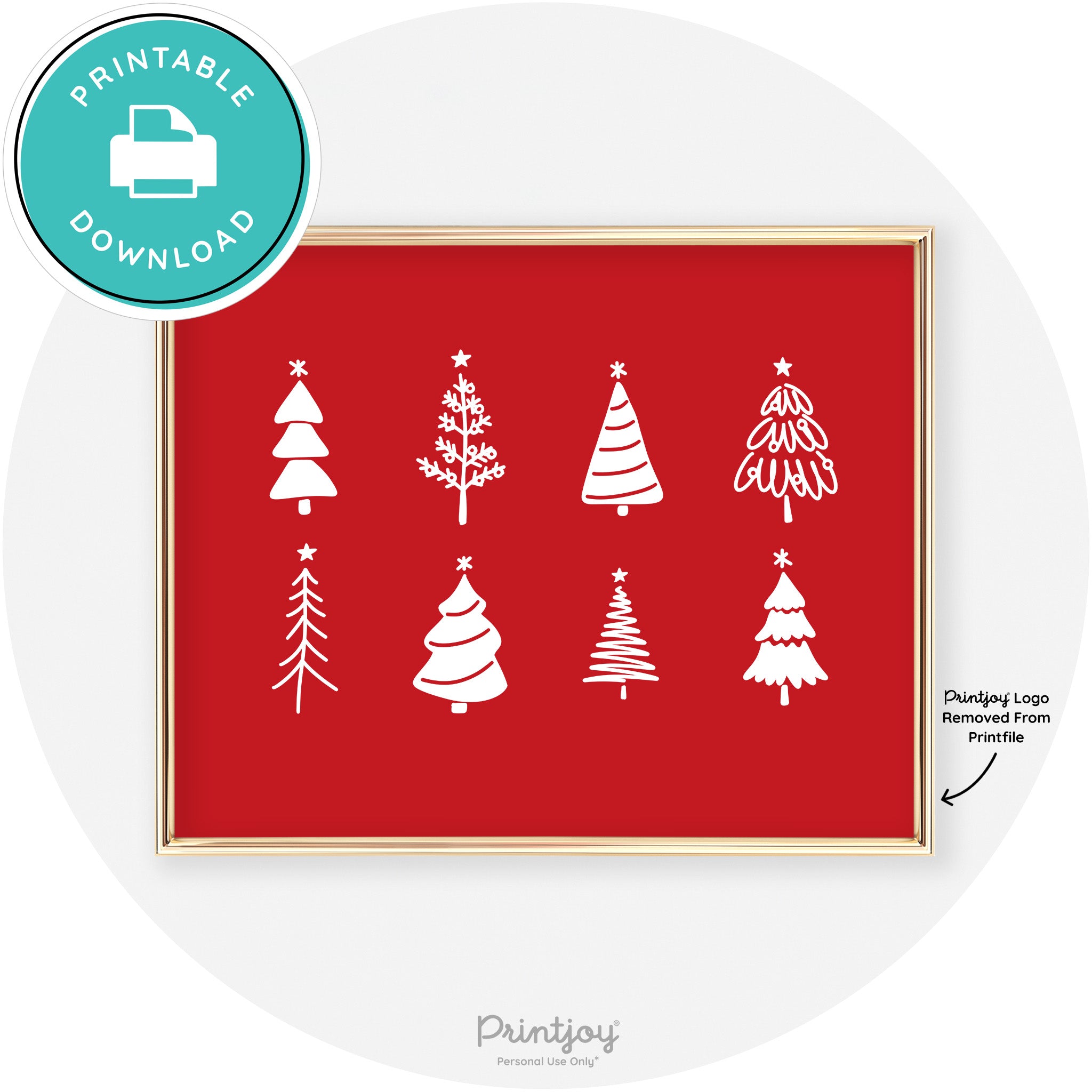 Christmas Trees Cute Modern Chic Wall Art Decor Free Printable - Printjoy