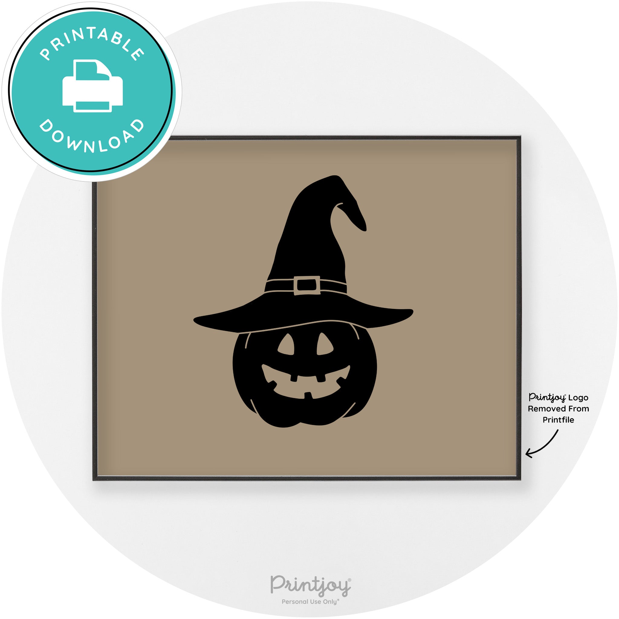Halloween Cute Witch Jack O Lantern Chic Wall Art Printable - Printjoy