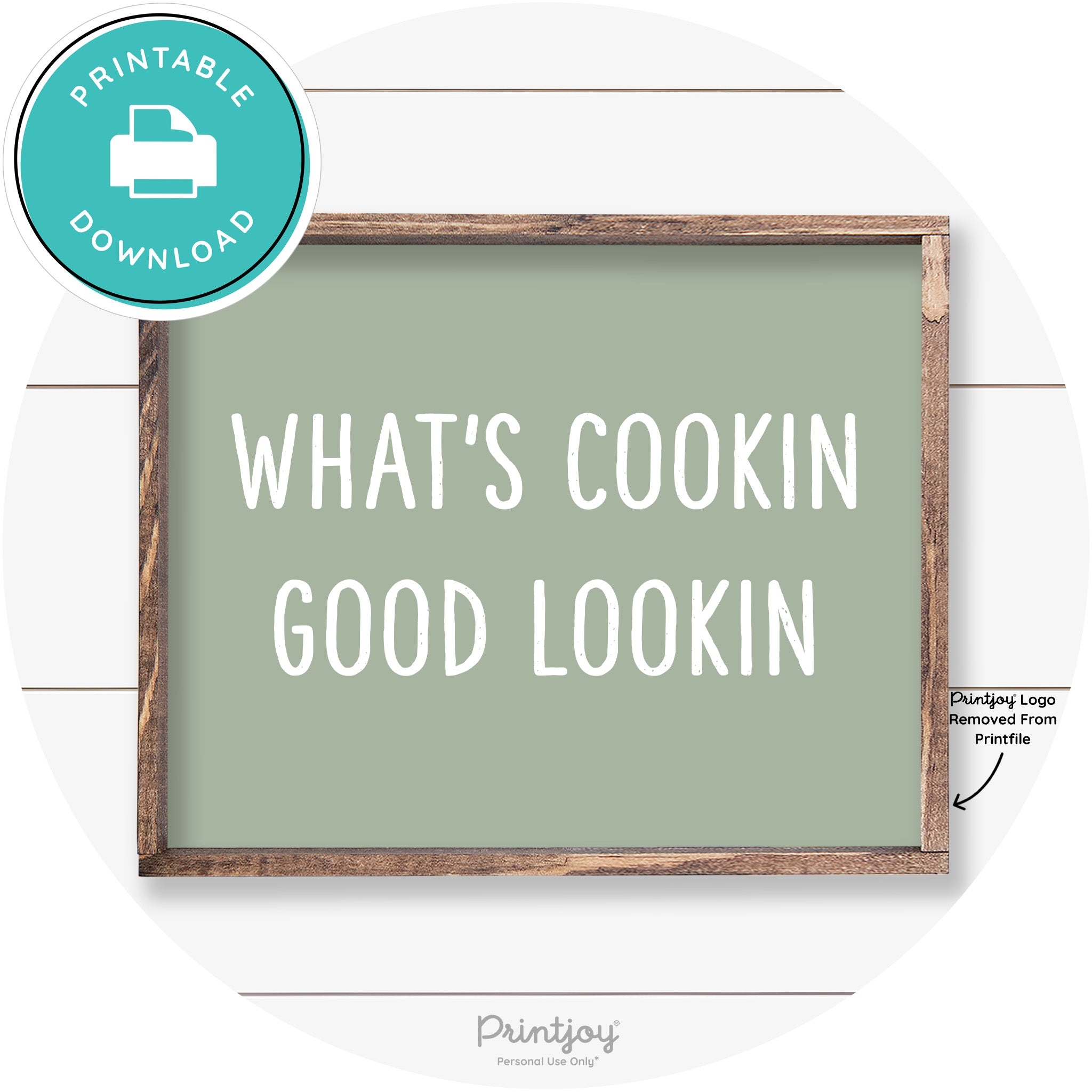 What's Cookin Good Lookin Farmhouse Kitchen Wall Art Free Printable - Printjoy
