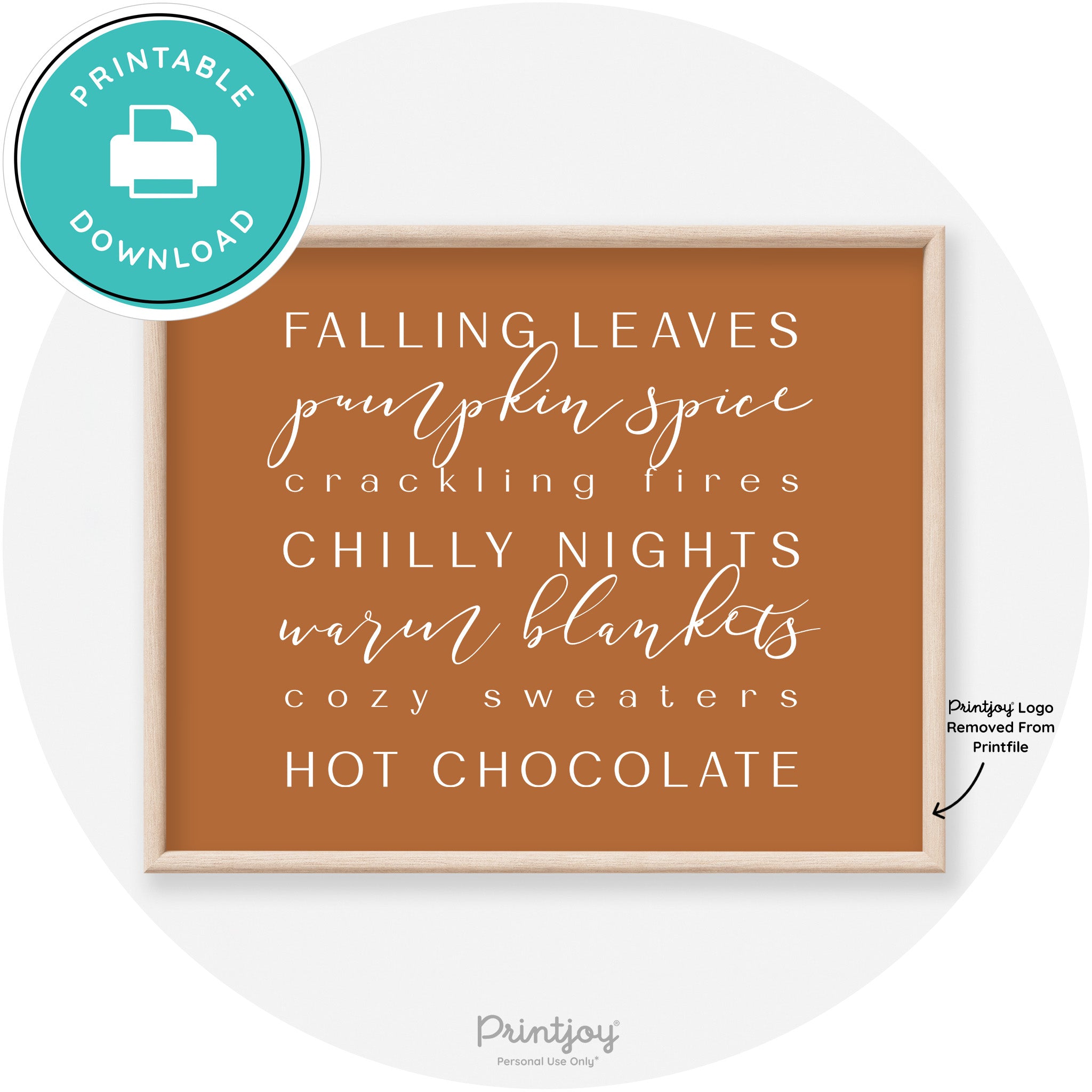 Fall Favorite Things Modern Transitional Decor Wall Art Free Printable - Printjoy