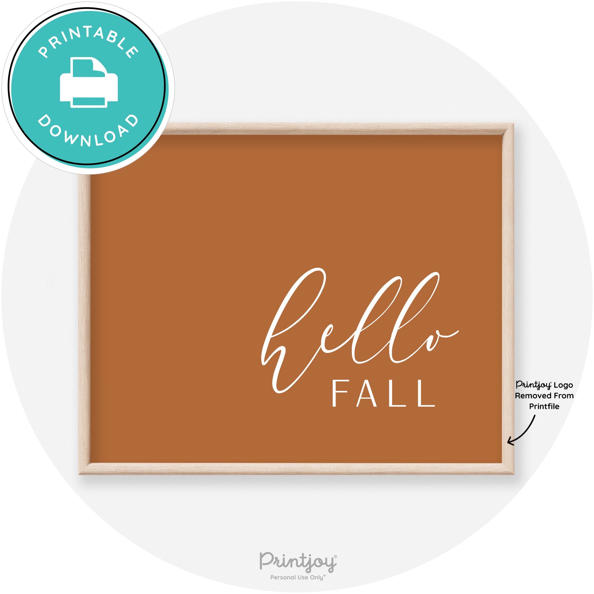 Hello Fall Cursive Modern Transitional Fall Wall Art Decor Free Printable - Printjoy
