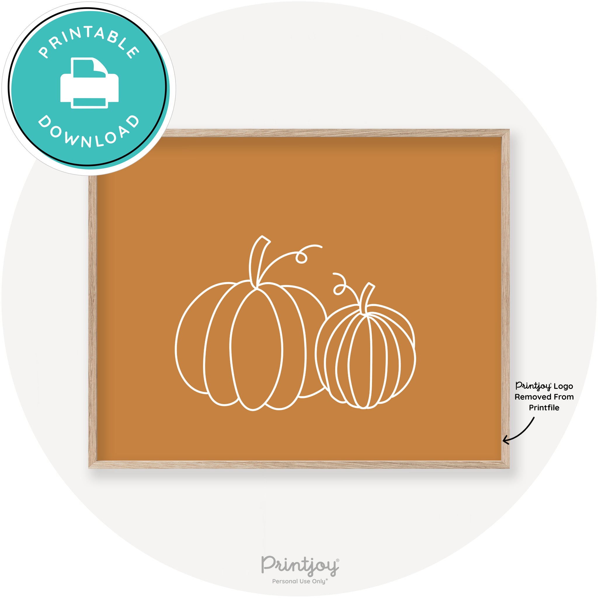 Pumpkin Pair Line Art Cute Fall Modern Chic Wall Art Printable - Printjoy