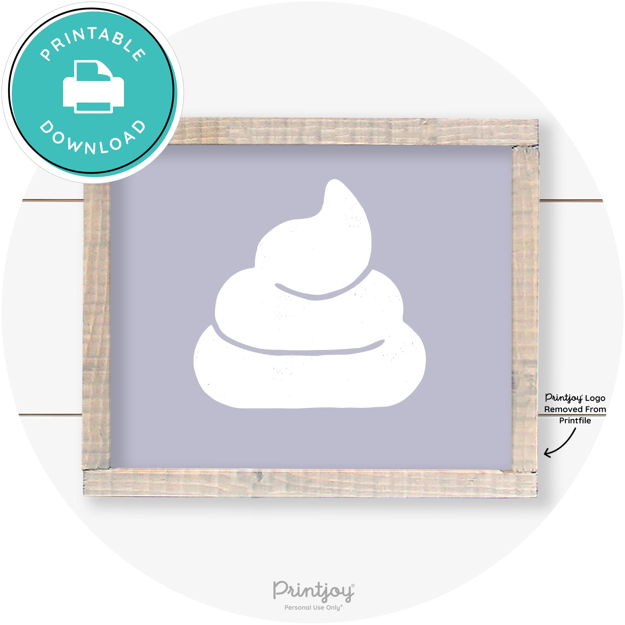 Poop Emoji Silhouette Funny Bathroom Sign Wall Art Free Printable - Printjoy