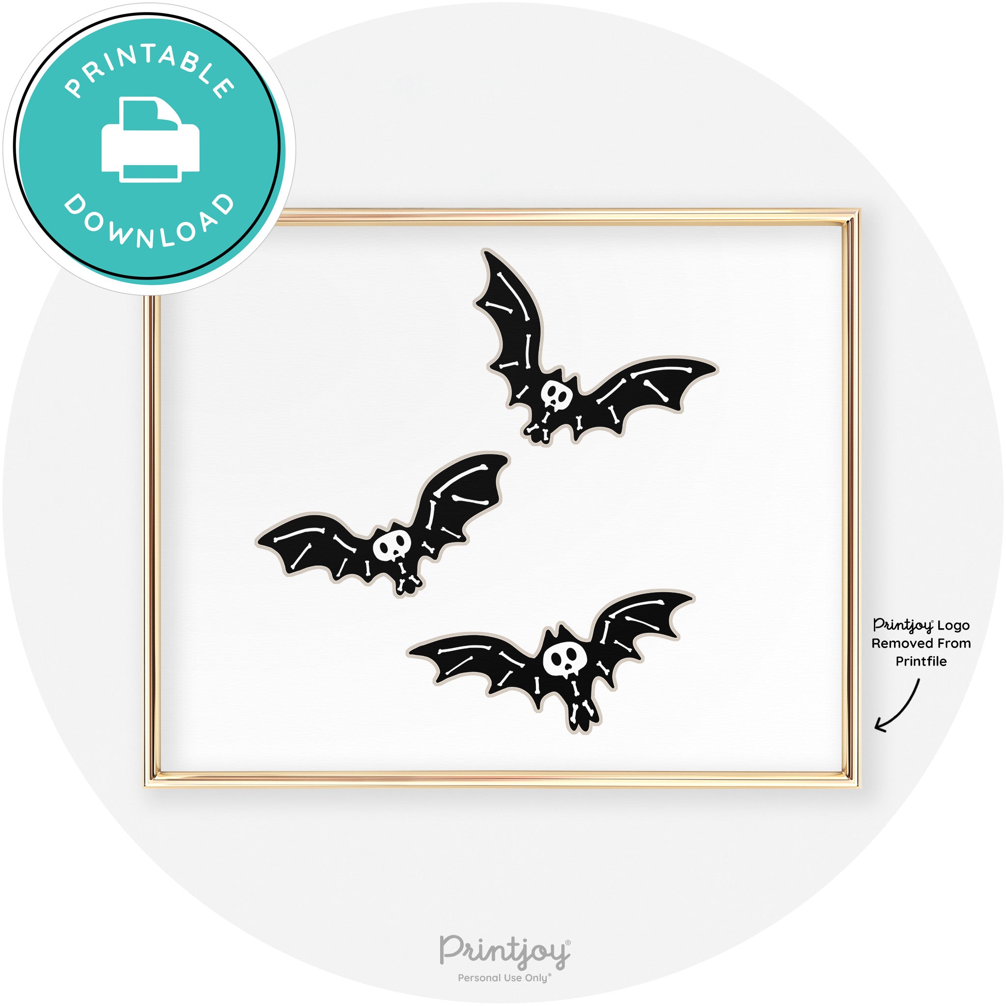 Skeleton Bats Spooky Fun Cute Chic Halloween Wall Art Free Printable - Printjoy