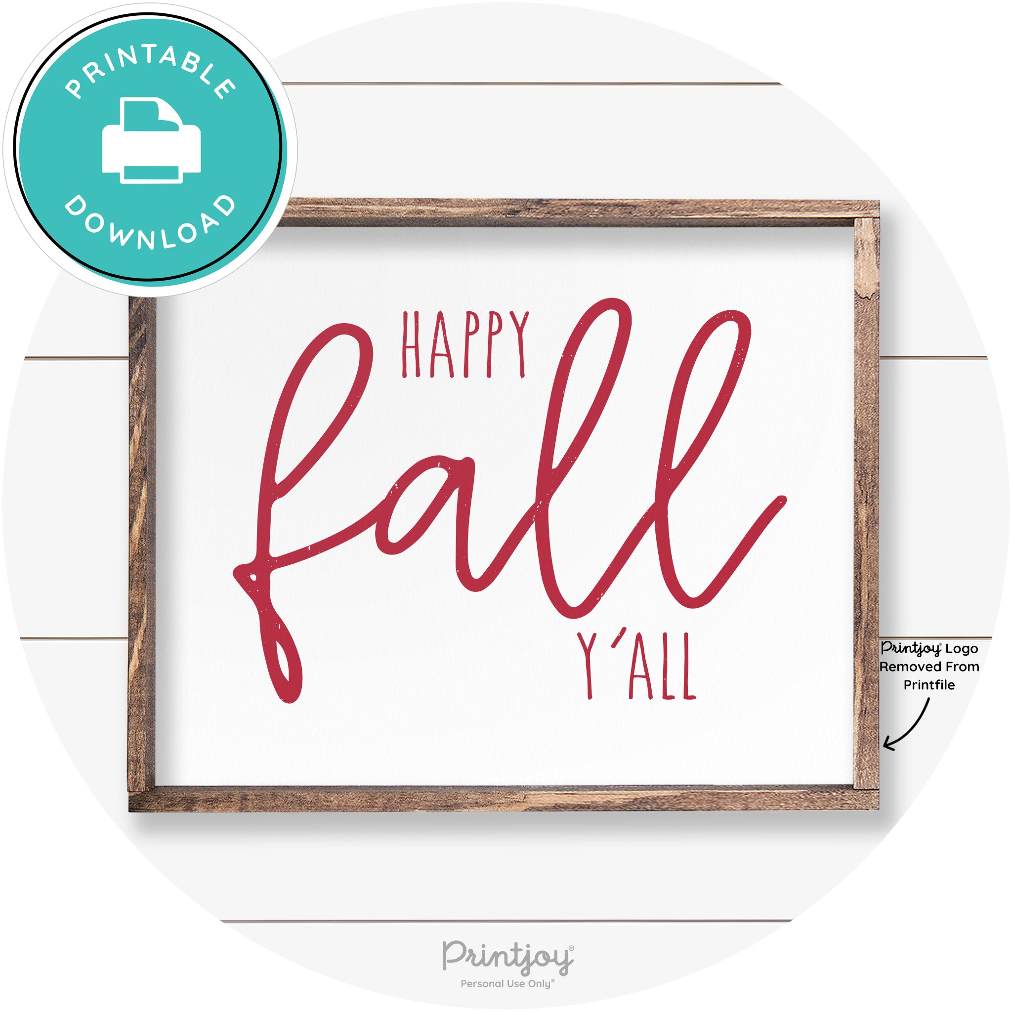 Happy Fall Y'all Cute Farmhouse Autumn Wall Art Decor Free Printable - Printjoy