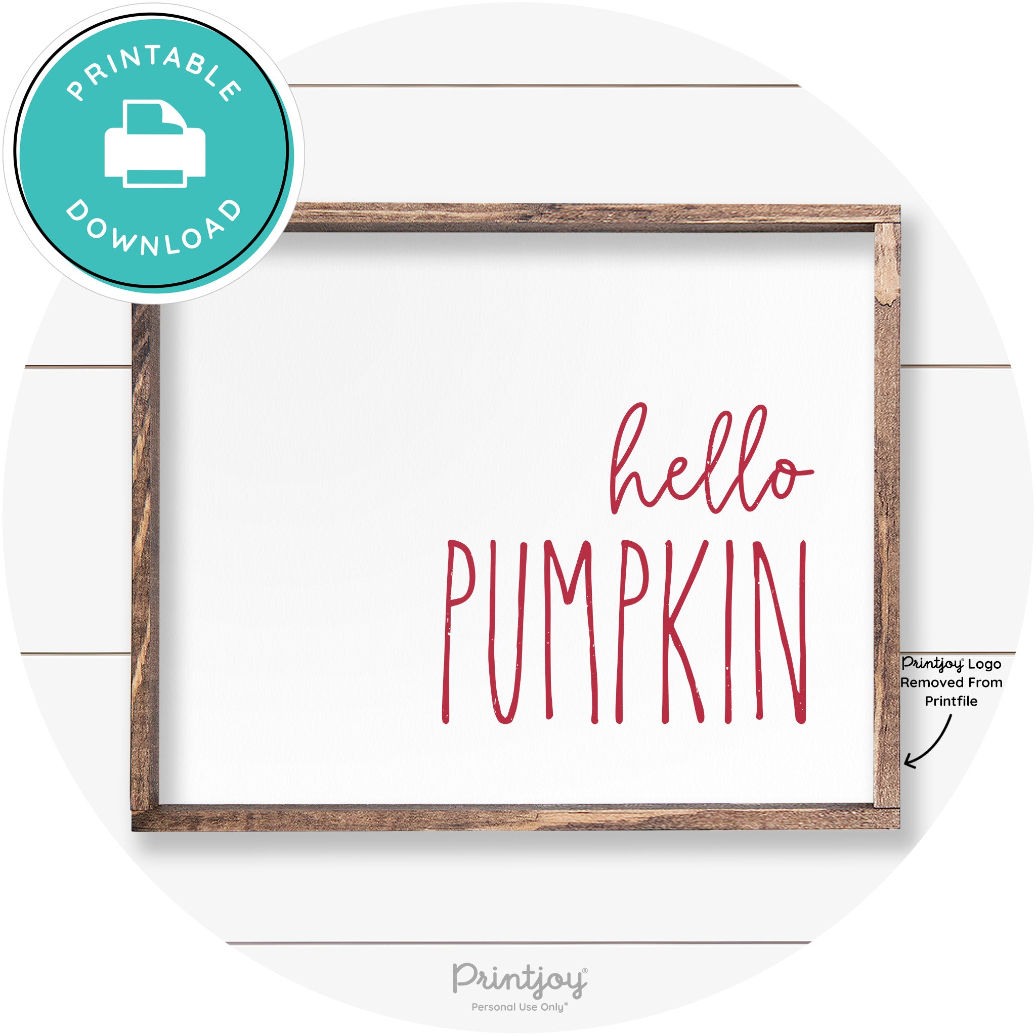 Hello Pumpkin Cute Fun Simple Farmhouse Wall Art Free Printable - Printjoy