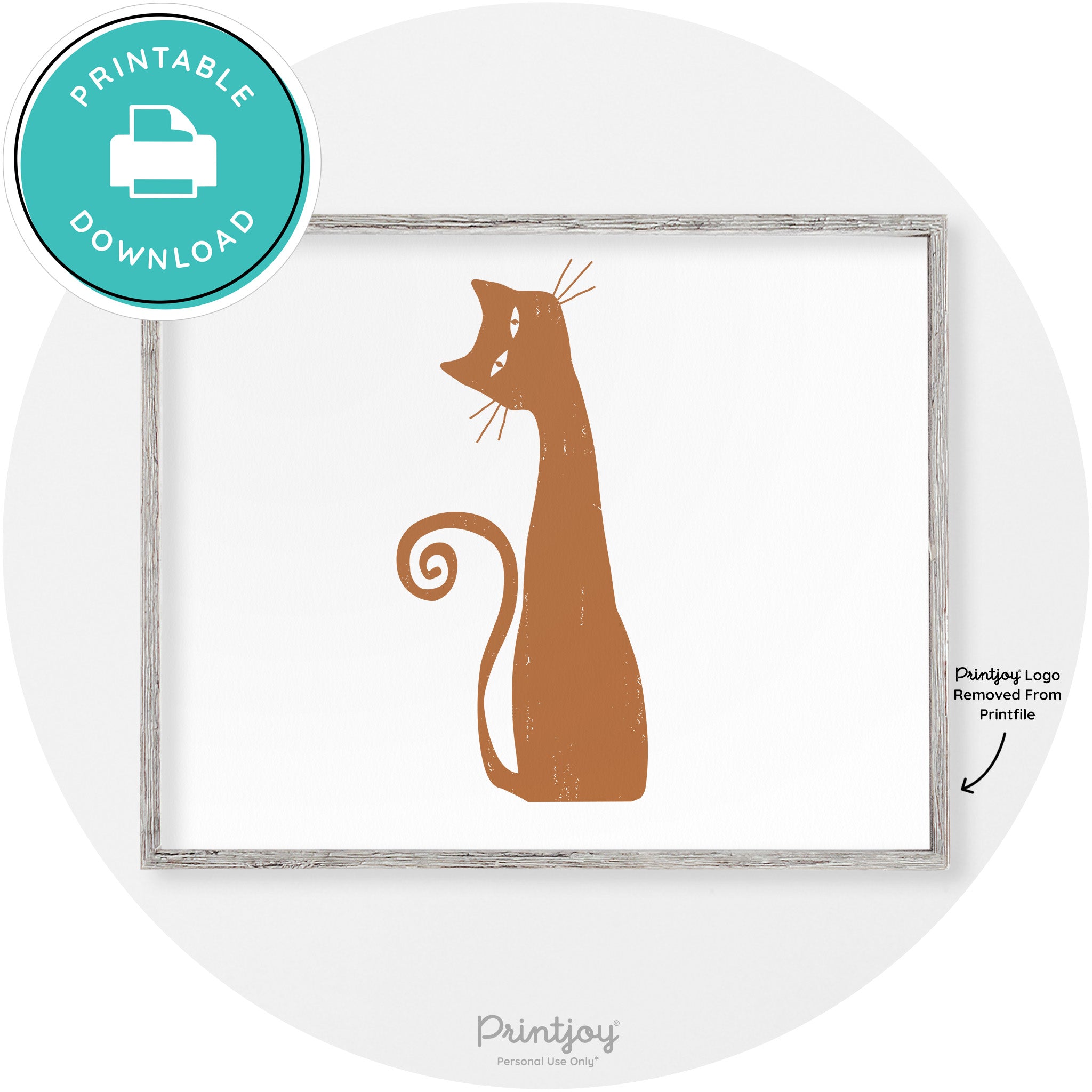Creepy Skinny Cat Modern Vintage Halloween Wall Art Free Printable - Printjoy