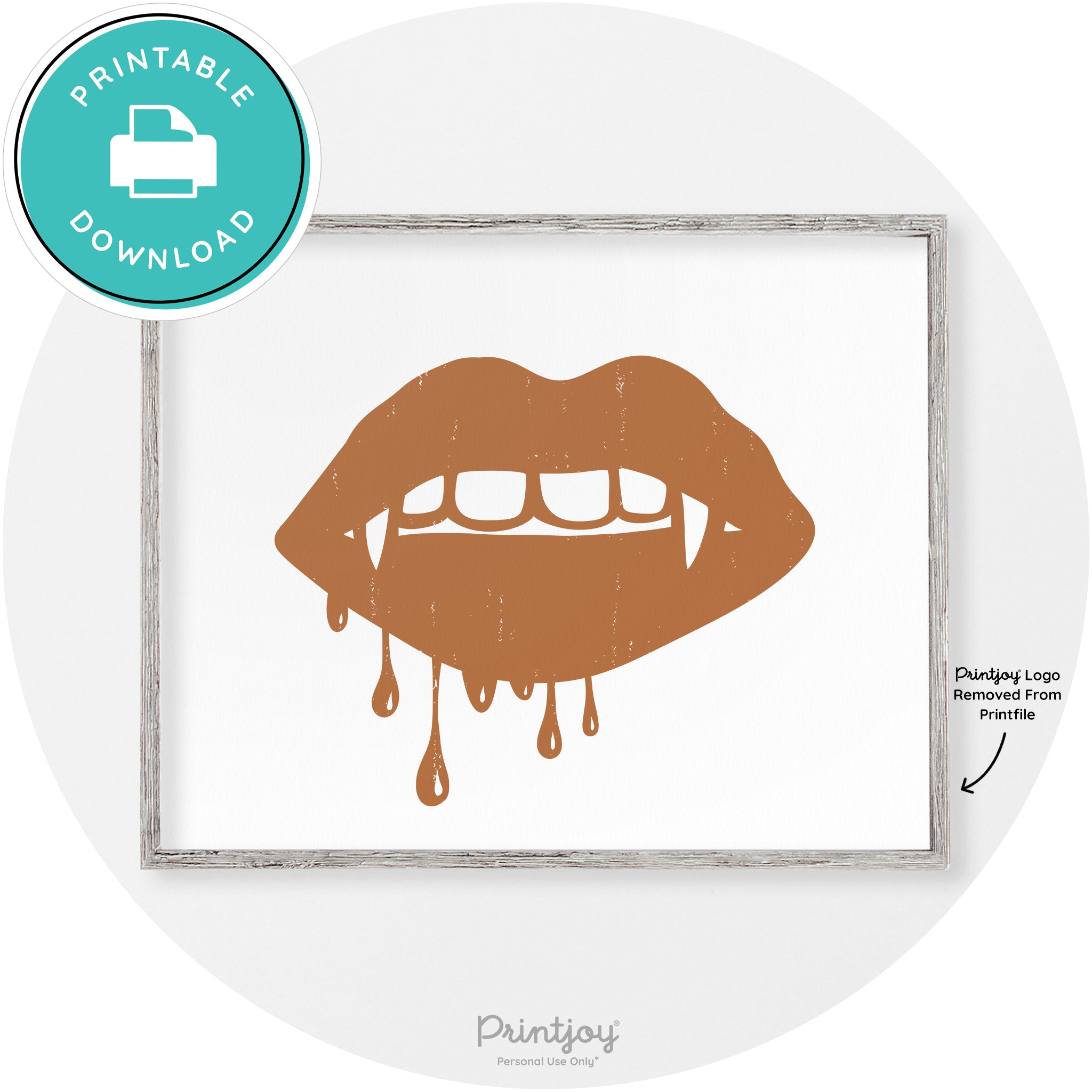 Dracula Fangs Teeth Modern Vintage Halloween Wall Art Free Printable - Printjoy