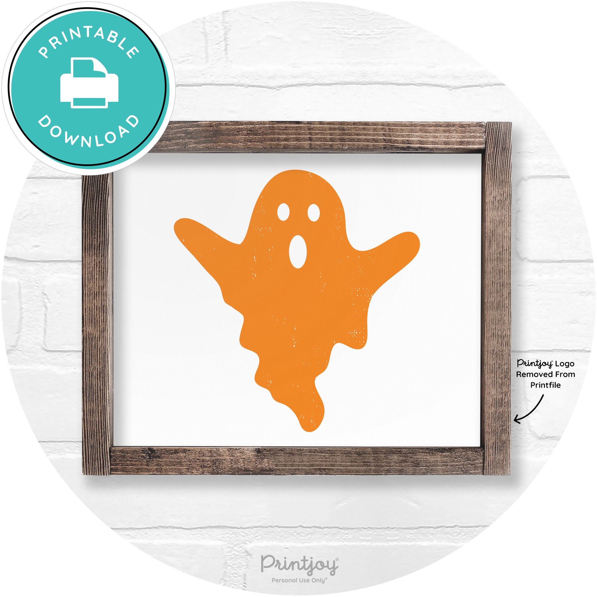 Halloween Cute Ghost Rustic Farmhouse Wall Art Free Printable - Printjoy