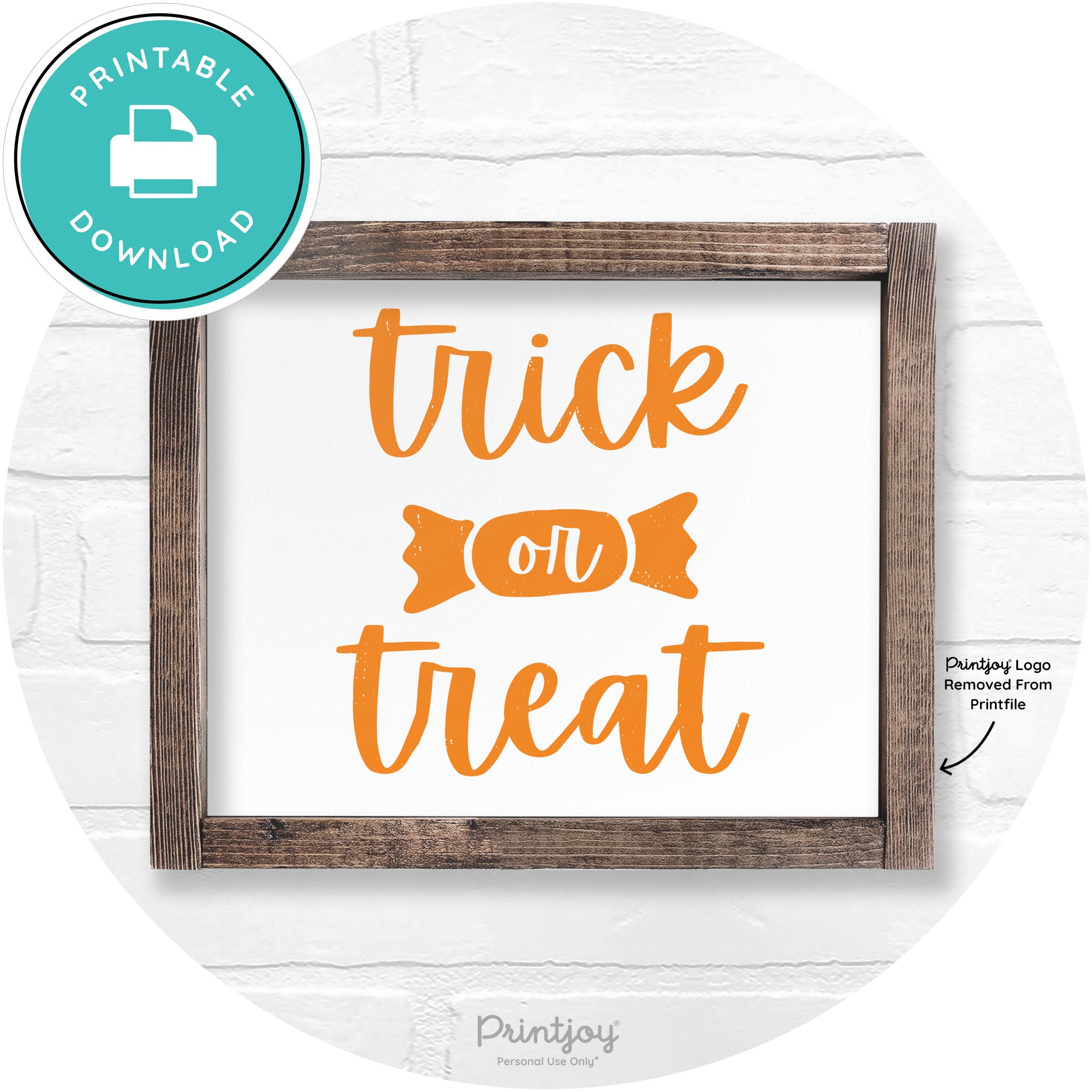 Trick Or Treat Halloween Rustic Farmhouse Wall Art Free Printable - Printjoy