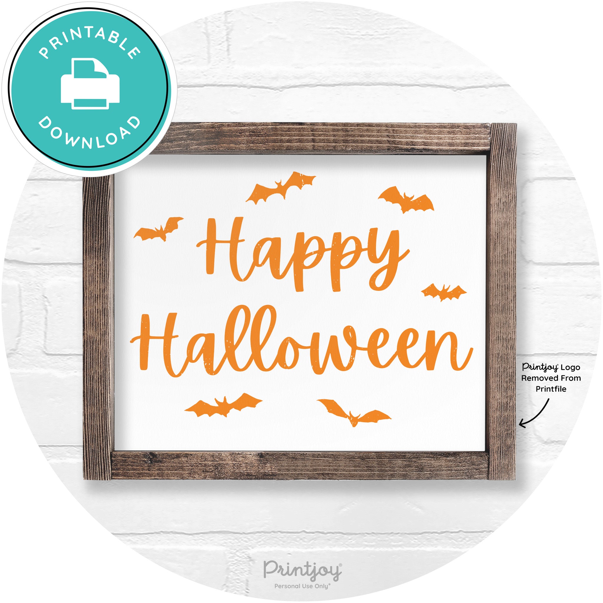 Happy Halloween Bats Rustic Farmhouse Wall Art Free Printable - Printjoy