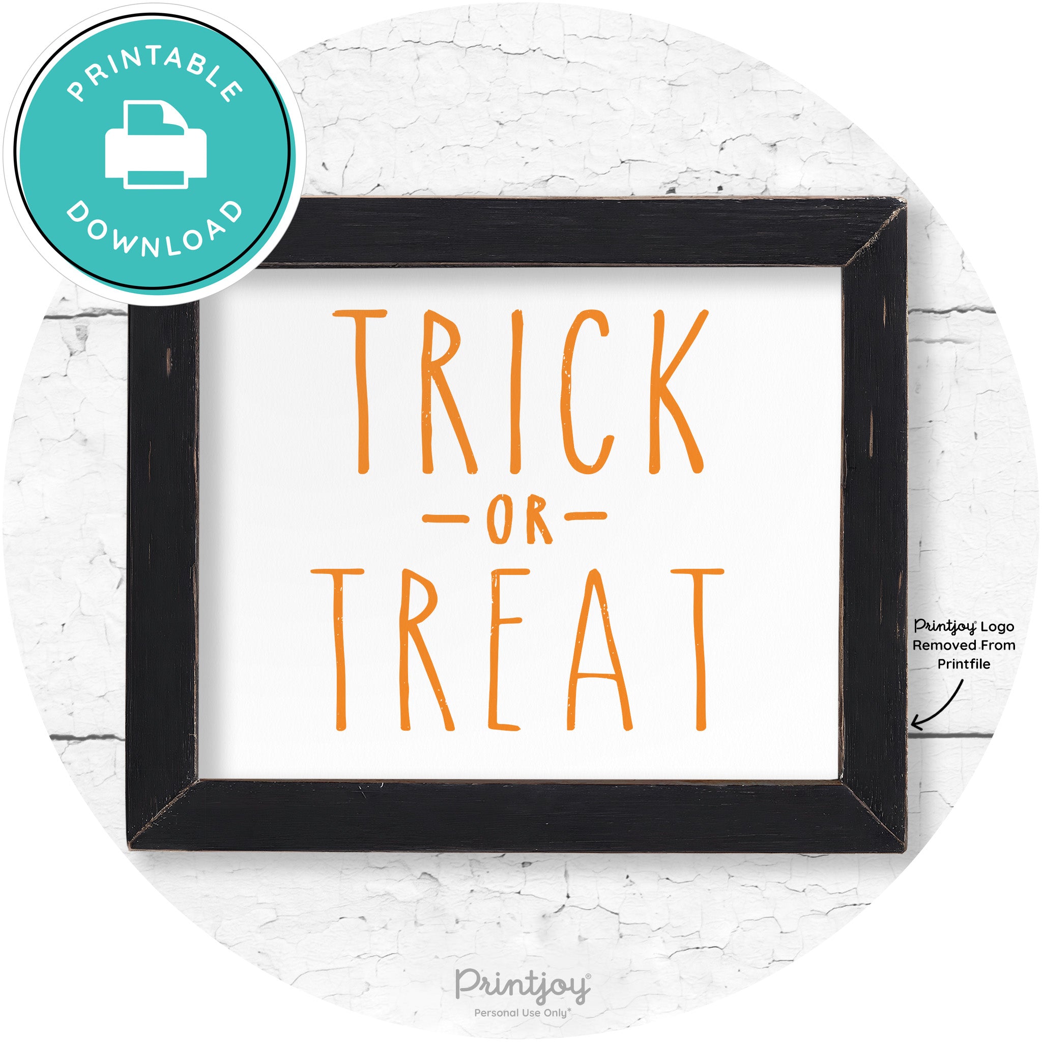Trick Or Treat Lettering Farmhouse Halloween Wall Art Free Printable - Printjoy