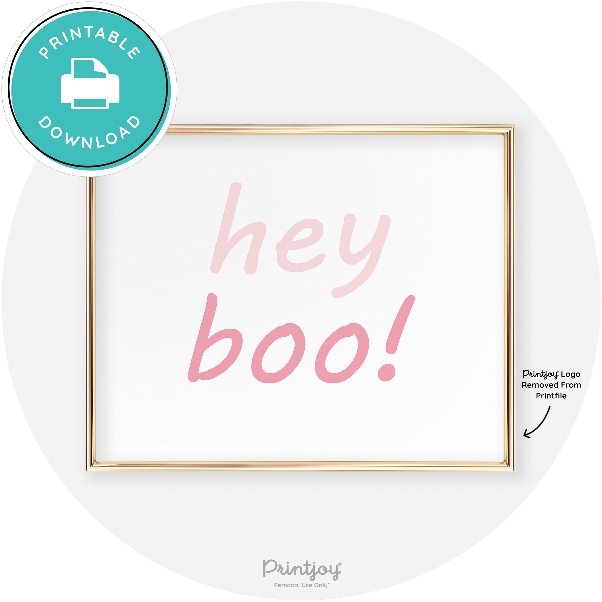 Hey Boo Fun Cute Chic Halloween Sign Wall Art Decor Free Printable - Printjoy