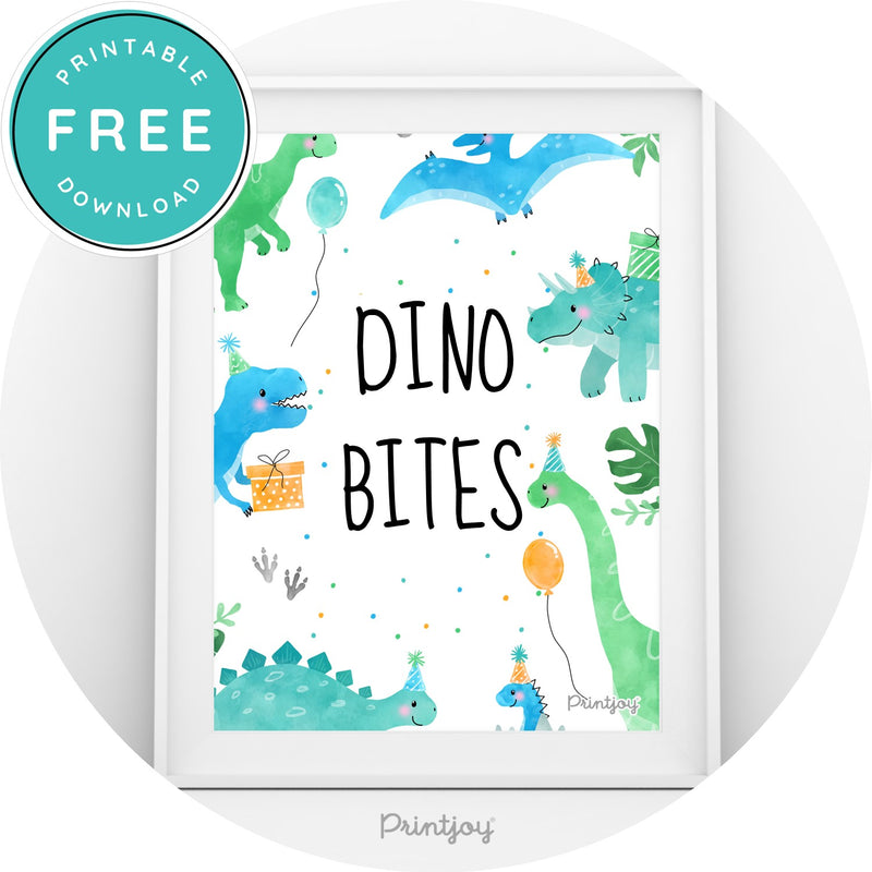 Boys Bright N Fun Dinosaur Food Sign Birthday Party Printable - Printjoy