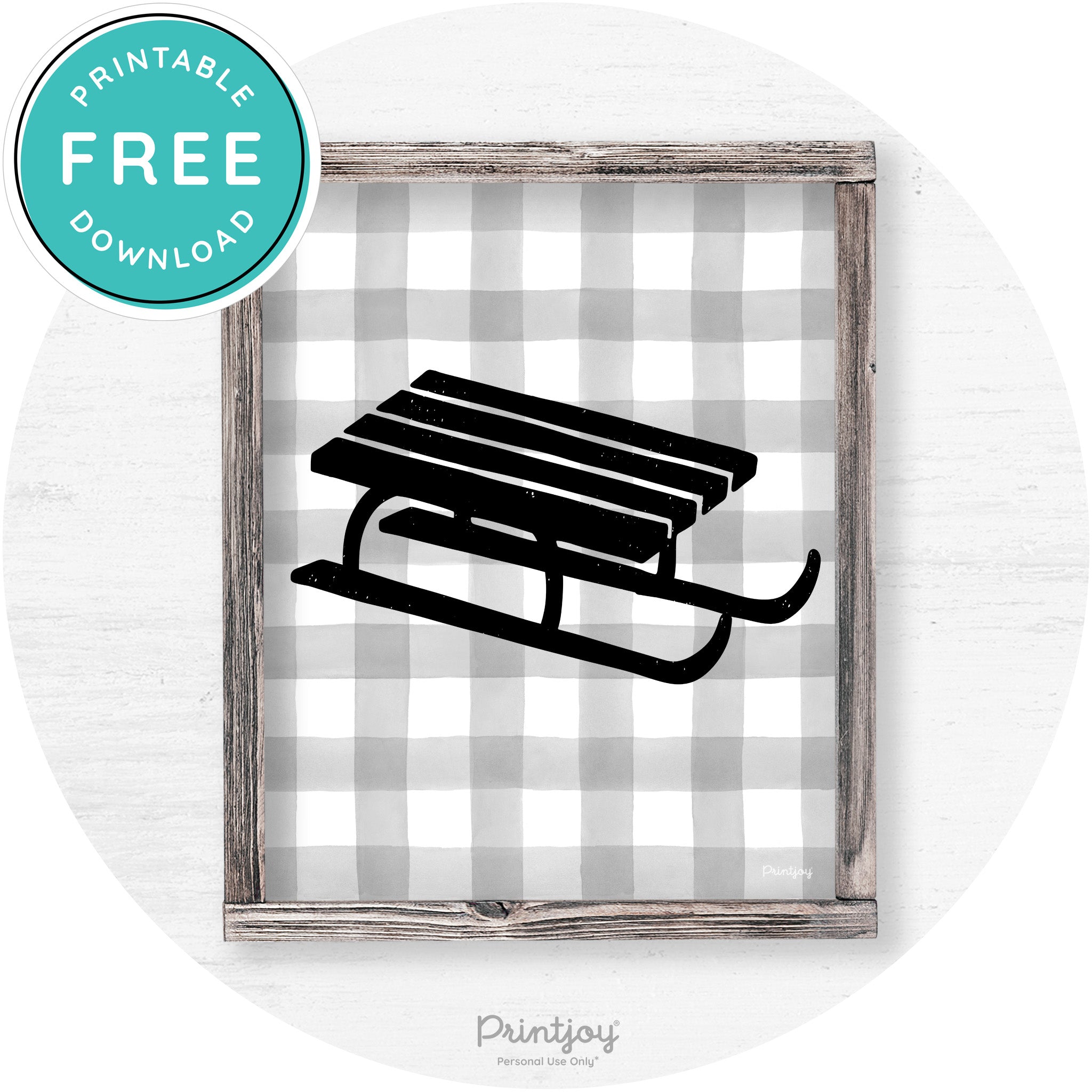 Winter Old Fashioned Sled Rustic Farmhouse Wall Art Free Printable - Printjoy