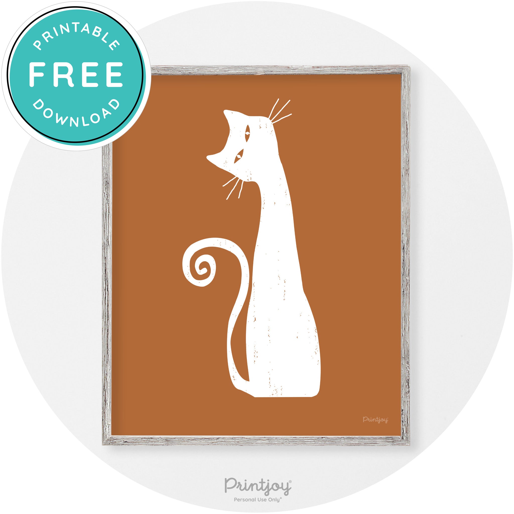 Creepy Skinny Cat Modern Vintage Halloween Wall Art Free Printable - Printjoy