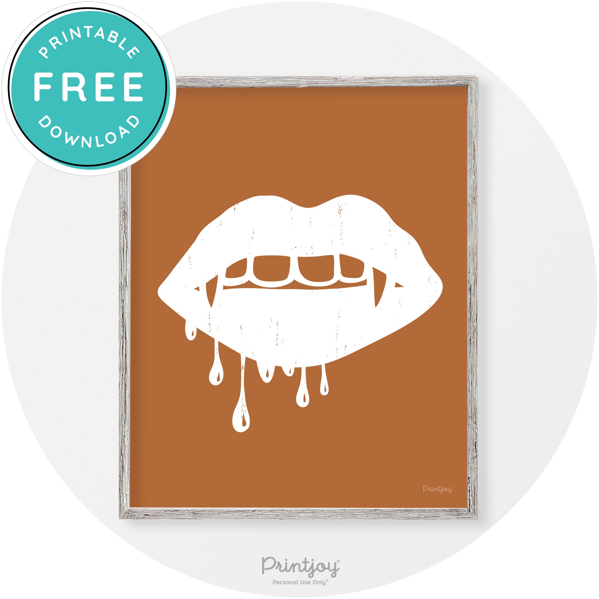 Dracula Fangs Teeth Modern Vintage Halloween Wall Art Free Printable - Printjoy