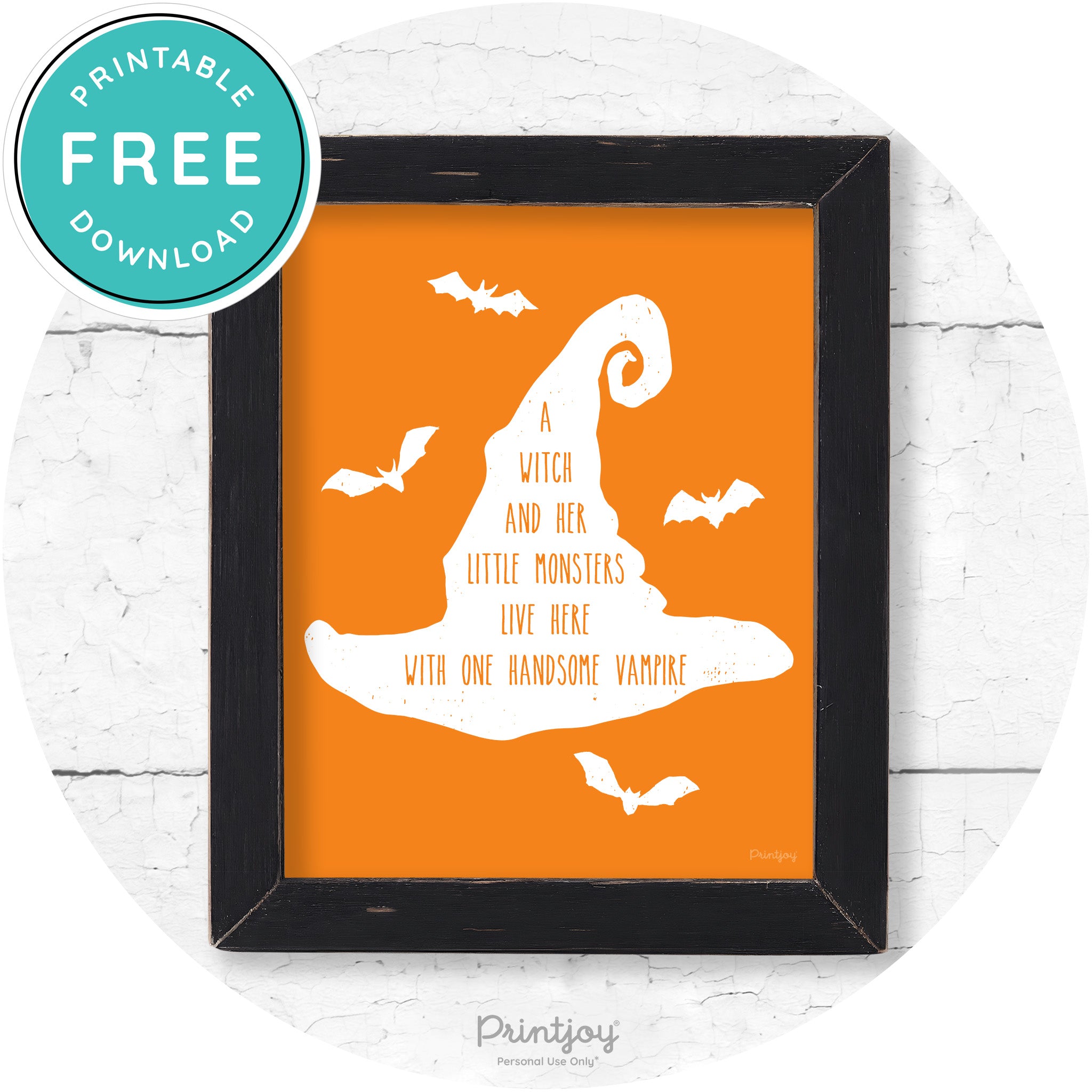 Fun Halloween Family Farmhouse Witch Hat Wall Art Free Printable - Printjoy