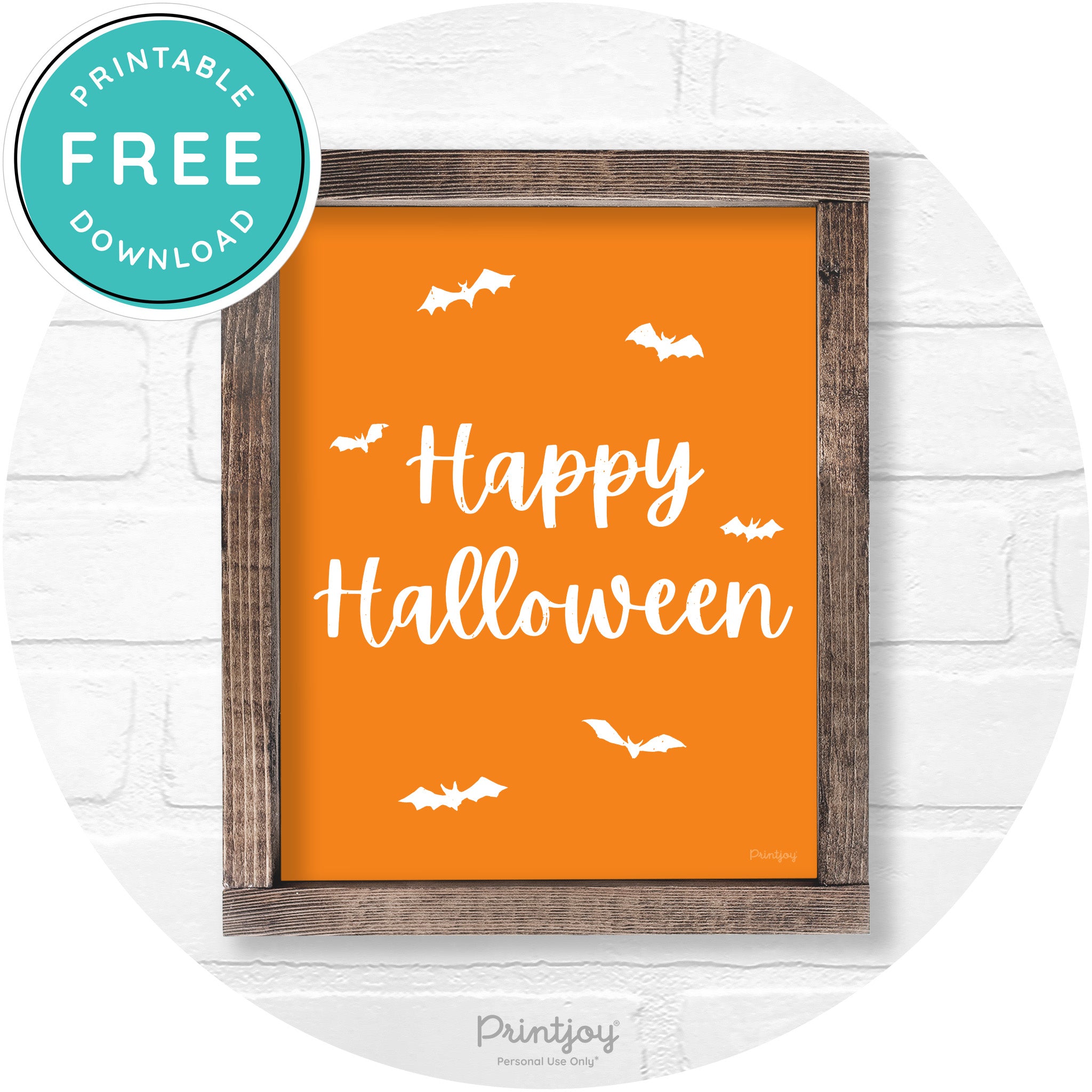 Happy Halloween Bats Rustic Farmhouse Wall Art Free Printable - Printjoy