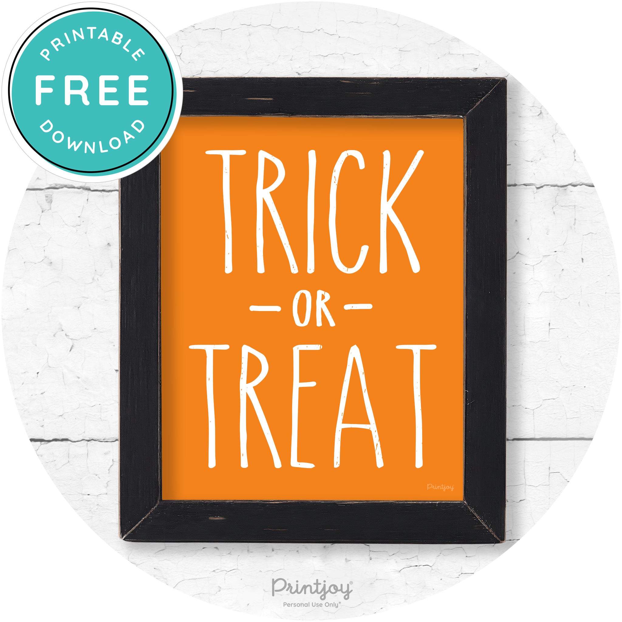 Trick Or Treat Lettering Farmhouse Halloween Wall Art Free Printable - Printjoy