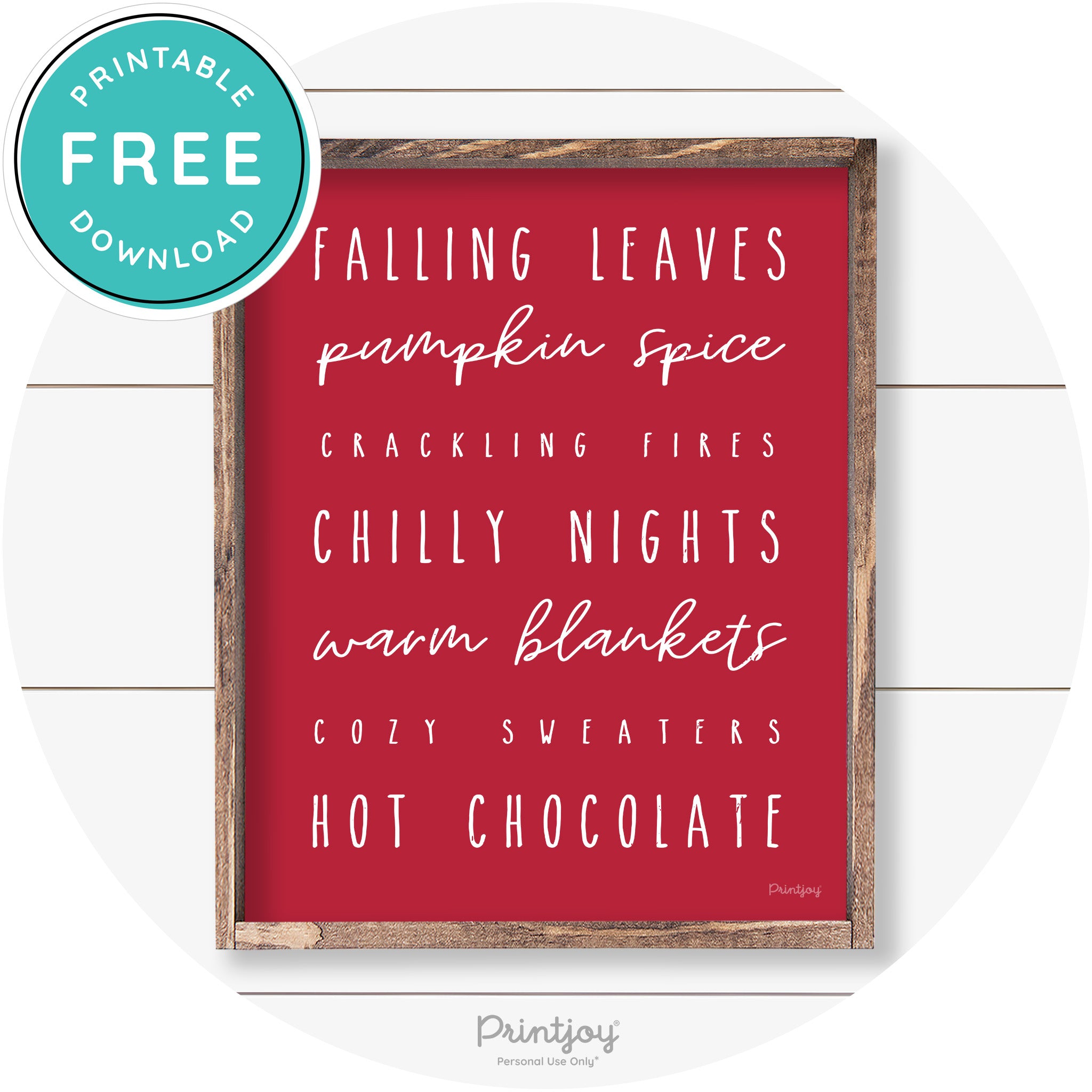Fall Favorite Things Cute Farmhouse Autumn Wall Art Free Printable - Printjoy