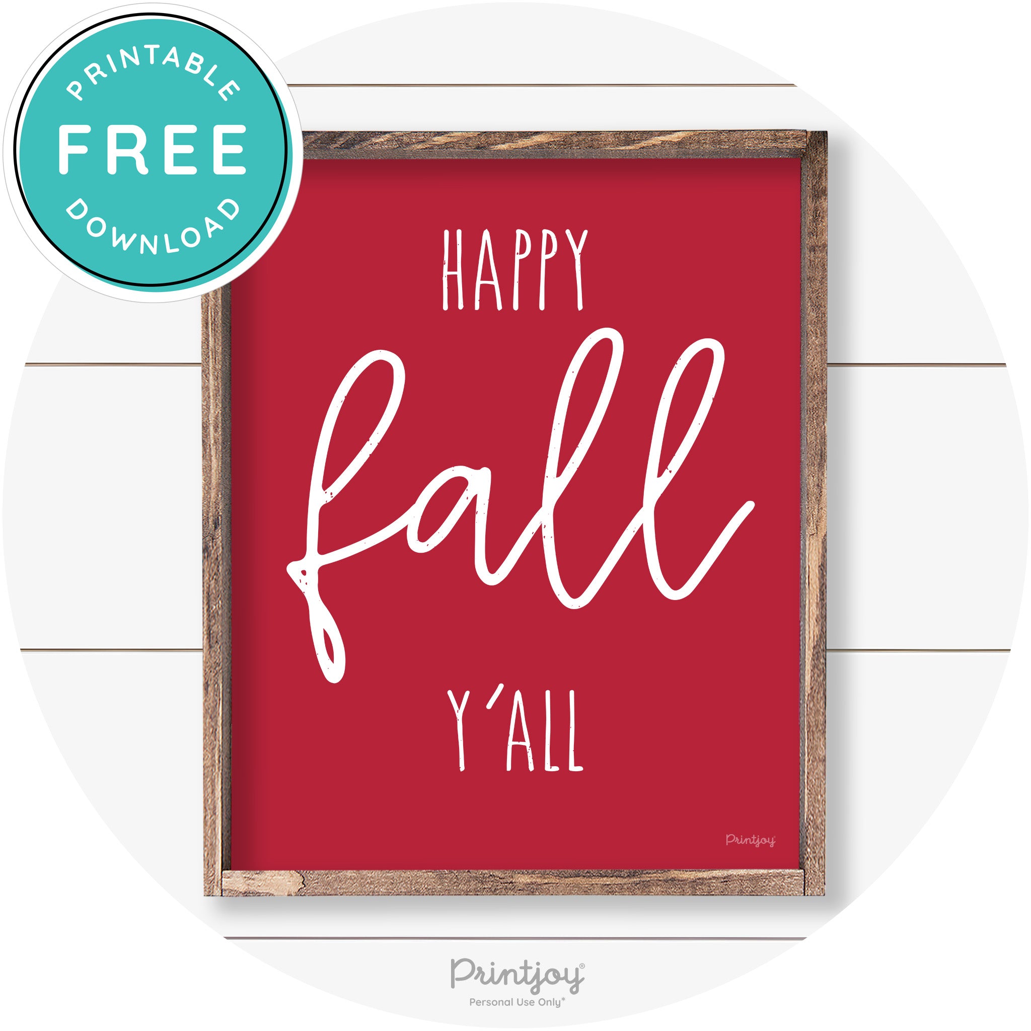 Happy Fall Y'all Cute Farmhouse Autumn Wall Art Decor Free Printable - Printjoy