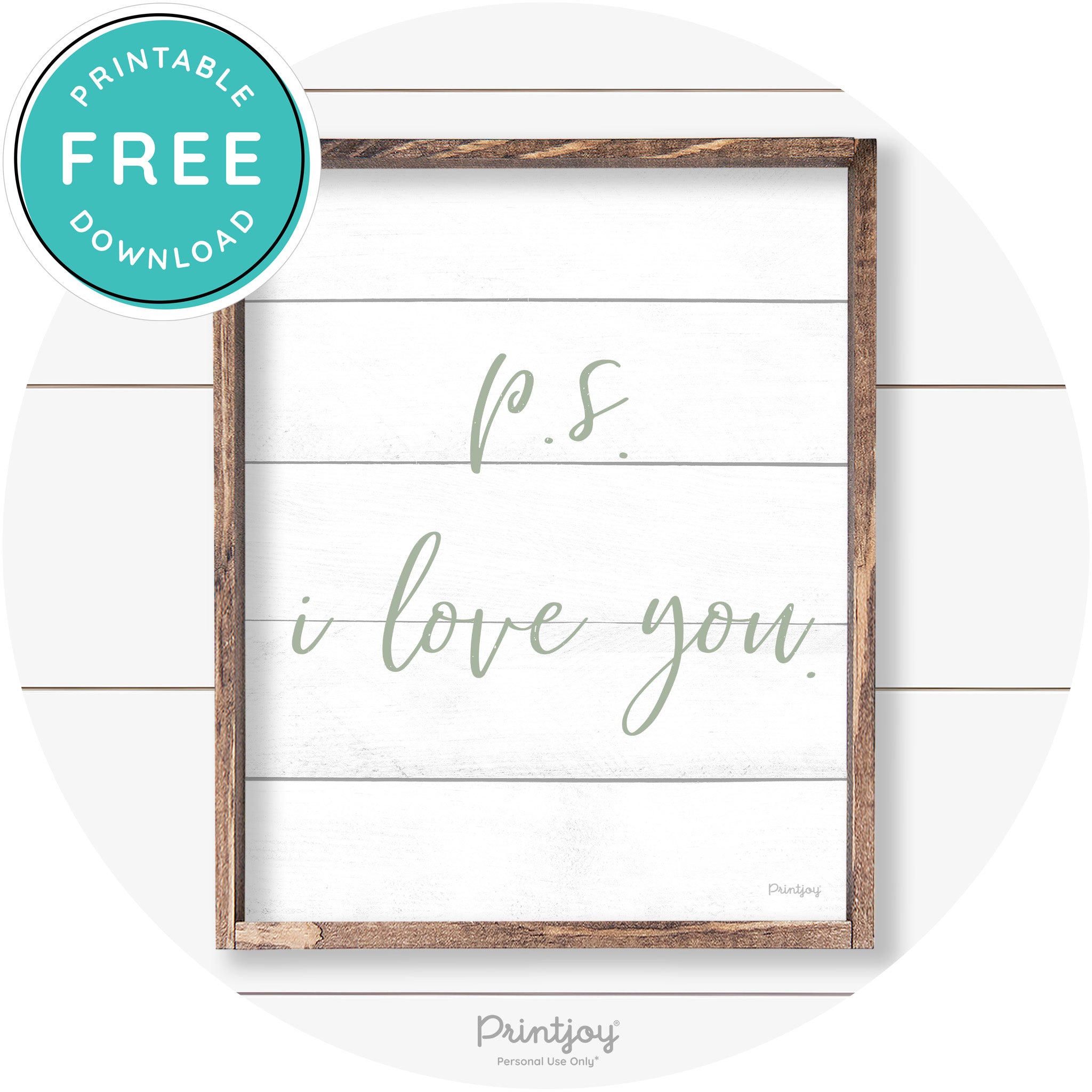 P.S. I Love You Cute Couples Farmhouse Wall Art Decor Free Printable - Printjoy