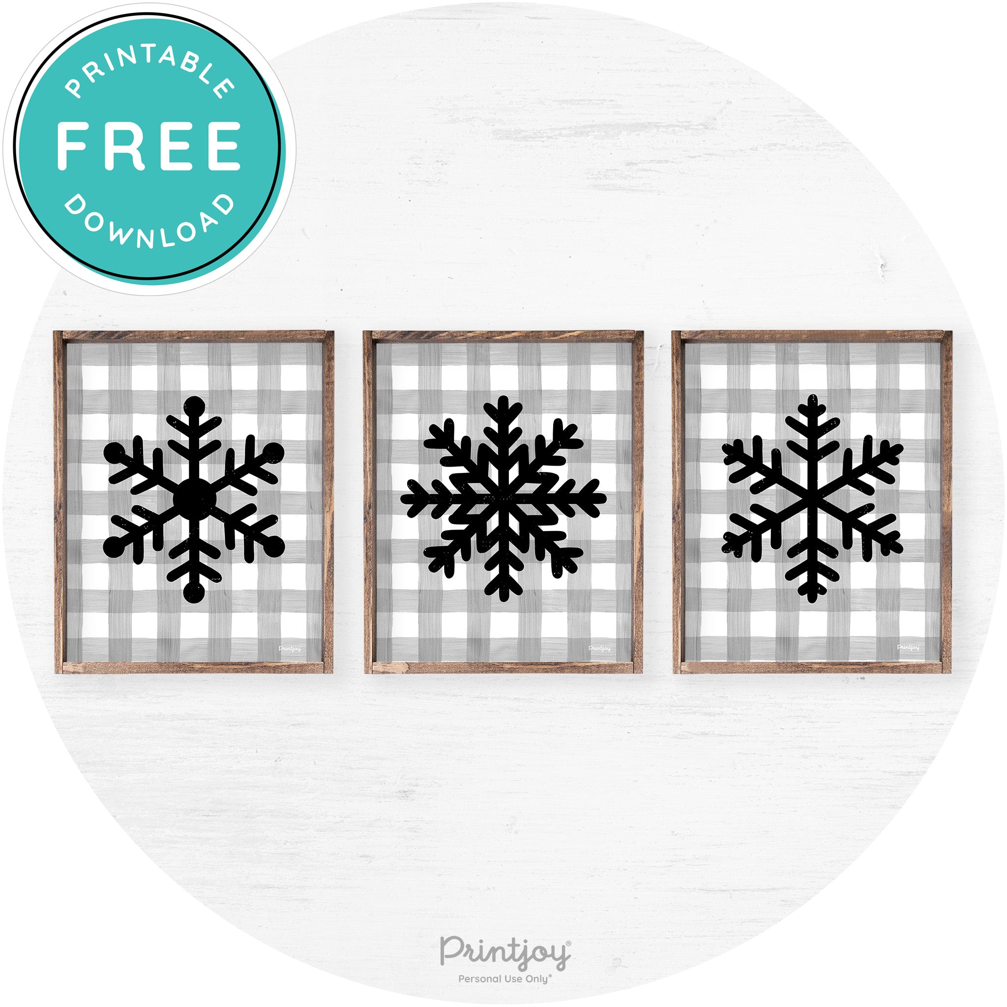 Snowflake Silhouettes Set Of 3 Christmas Farmhouse Art Free Printable