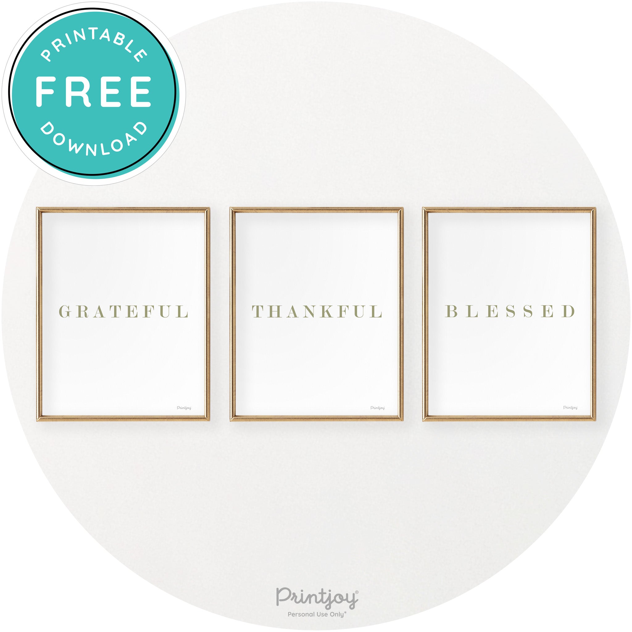 Grateful Thankful Blessed Set Of 3 Chic Wall Art Decor Free Printable - Printjoy