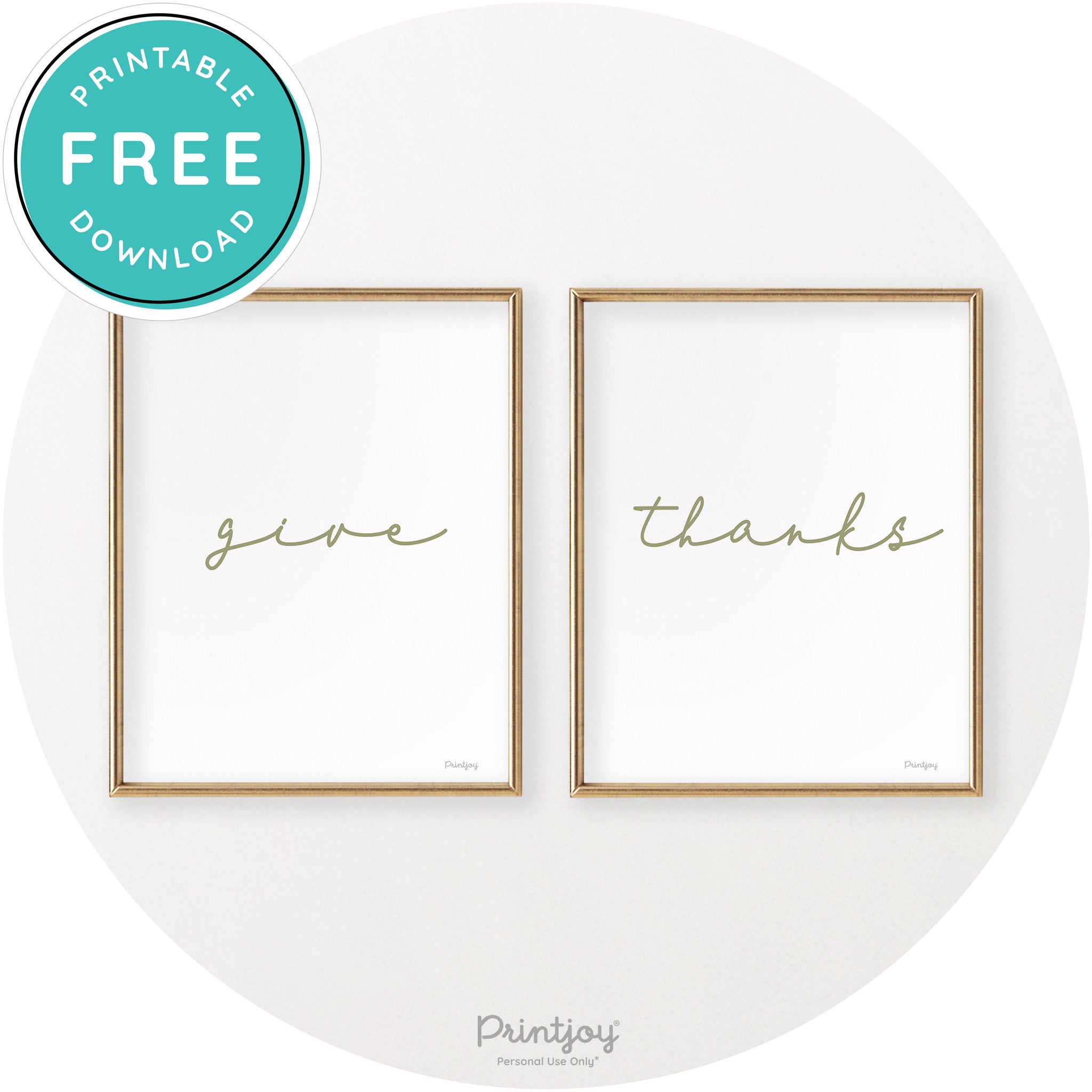 Give Thanks Set Of 2 Thanksgiving Chic Wall Art Decor Free Printable - Printjoy