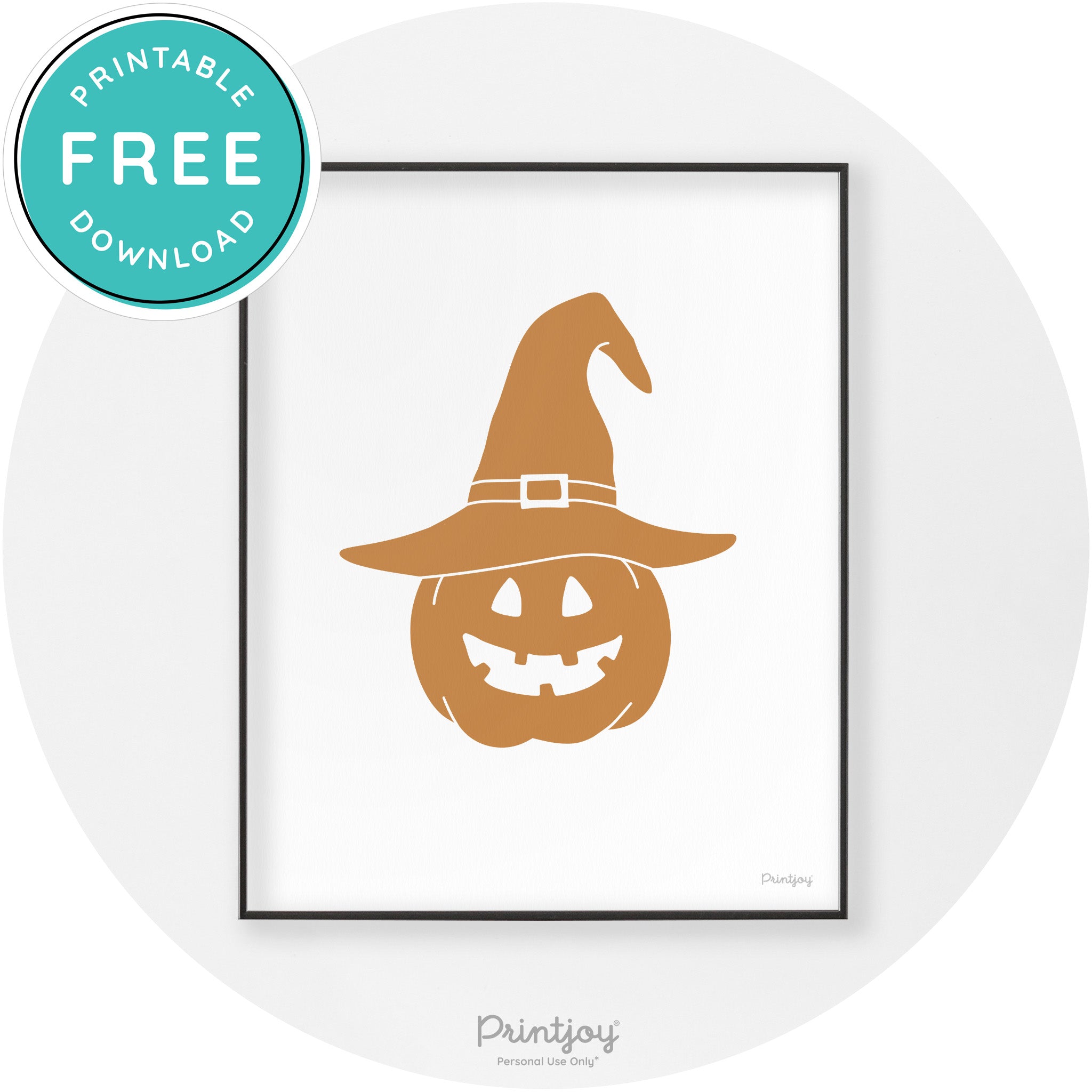 Halloween Cute Witch Jack O Lantern Chic Wall Art Printable - Printjoy