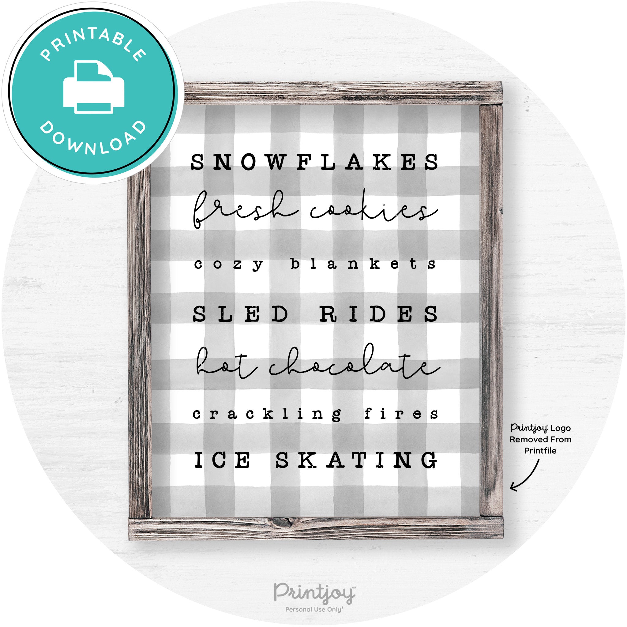 Winter Favorite Things Rustic Farmhouse Wall Art Decor Free Printable - Printjoy