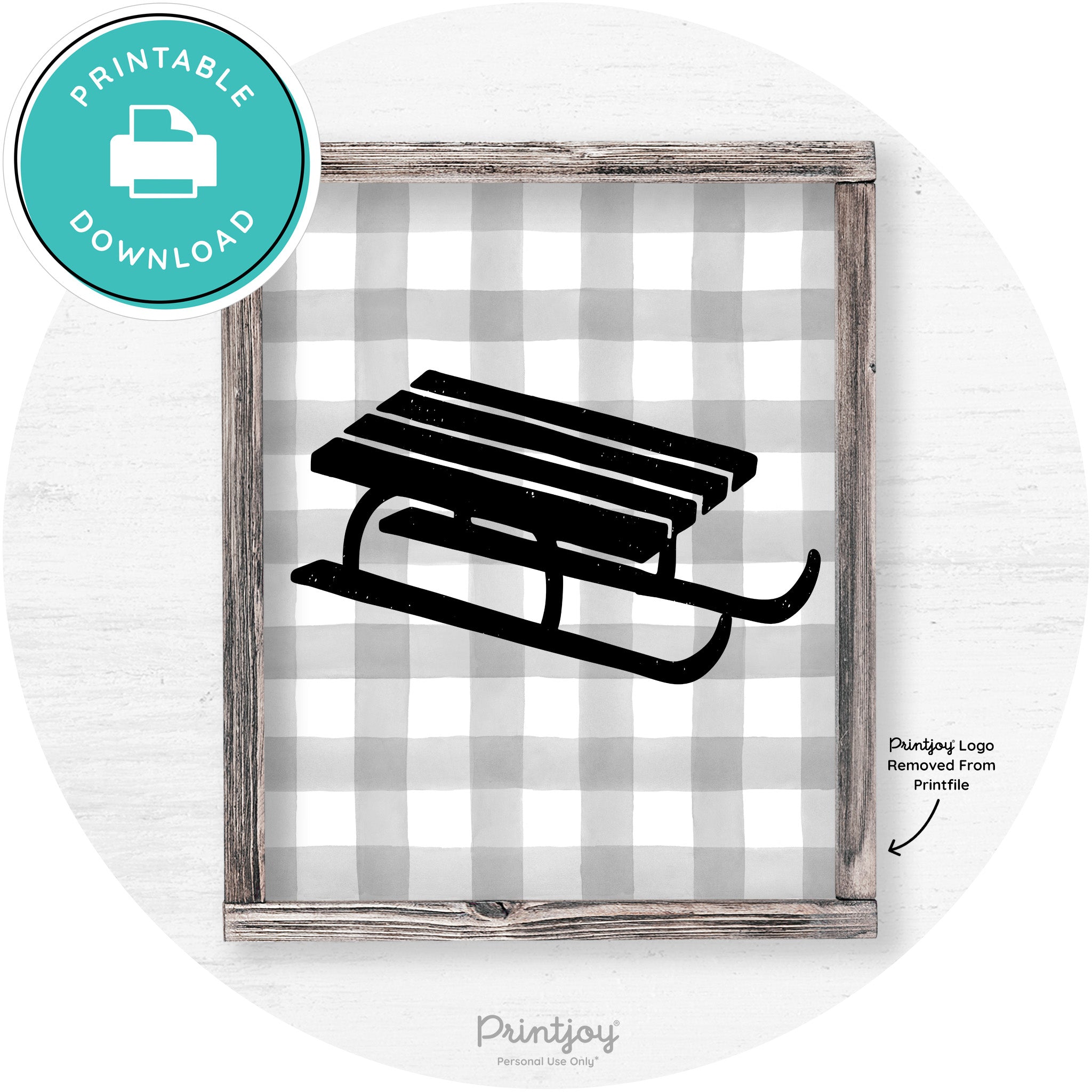 Winter Old Fashioned Sled Rustic Farmhouse Wall Art Free Printable - Printjoy