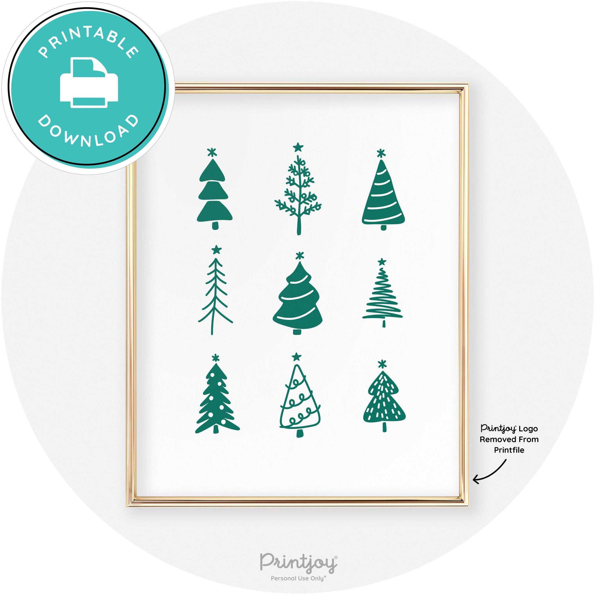 Christmas Trees Cute Modern Chic Wall Art Decor Free Printable - Printjoy