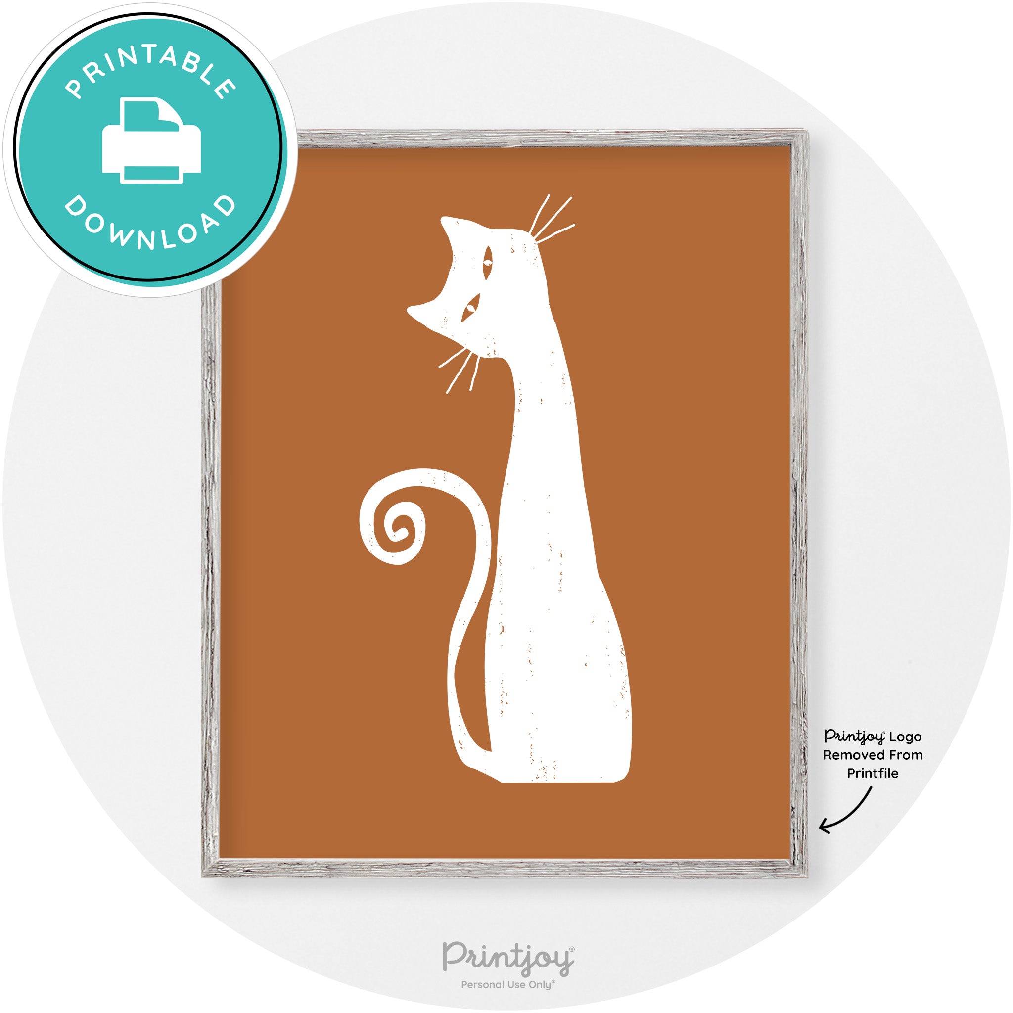 Creepy Skinny Cat Modern Vintage Halloween Wall Art Free Printable - Printjoy