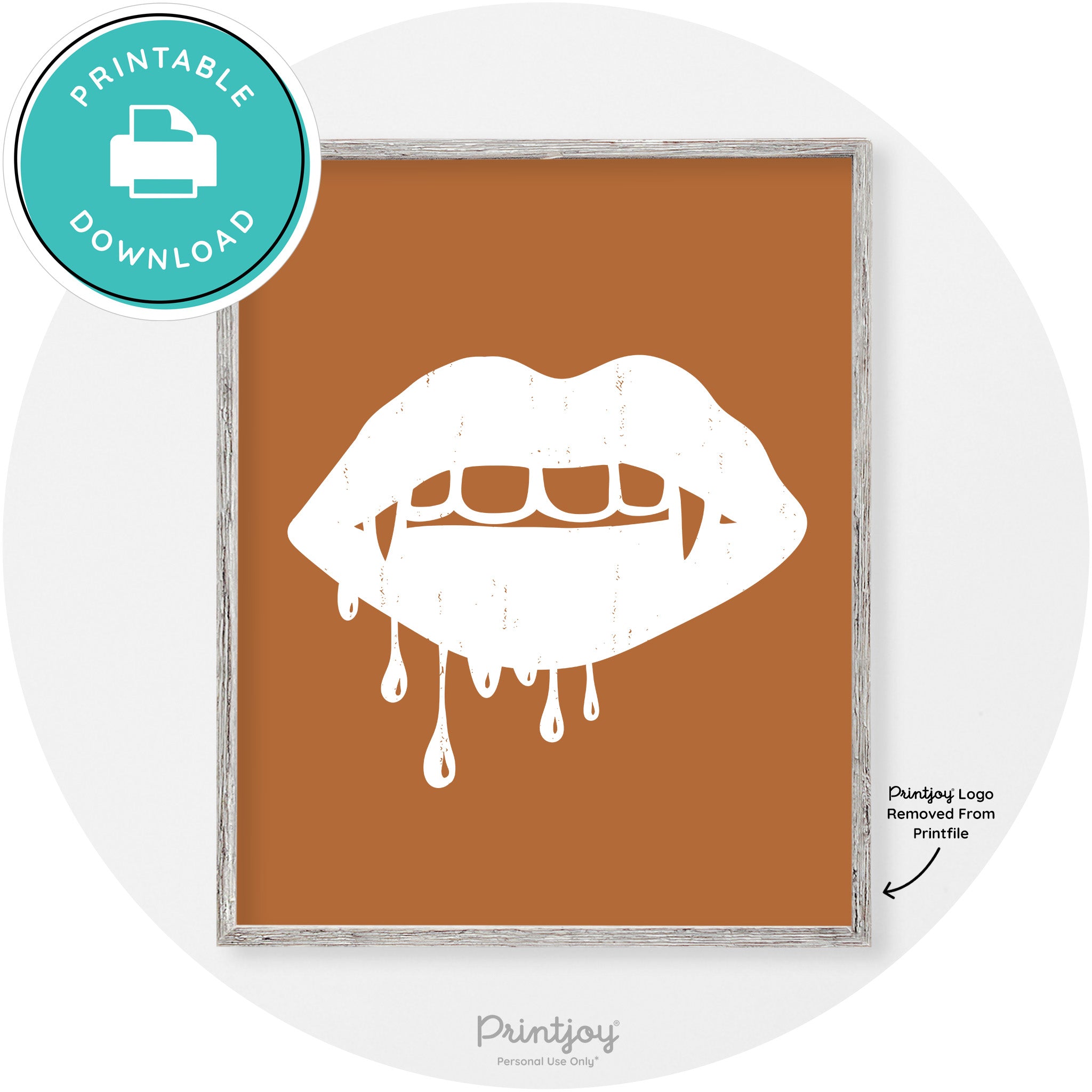 Dracula Fangs Teeth Modern Vintage Halloween Wall Art Free Printable - Printjoy