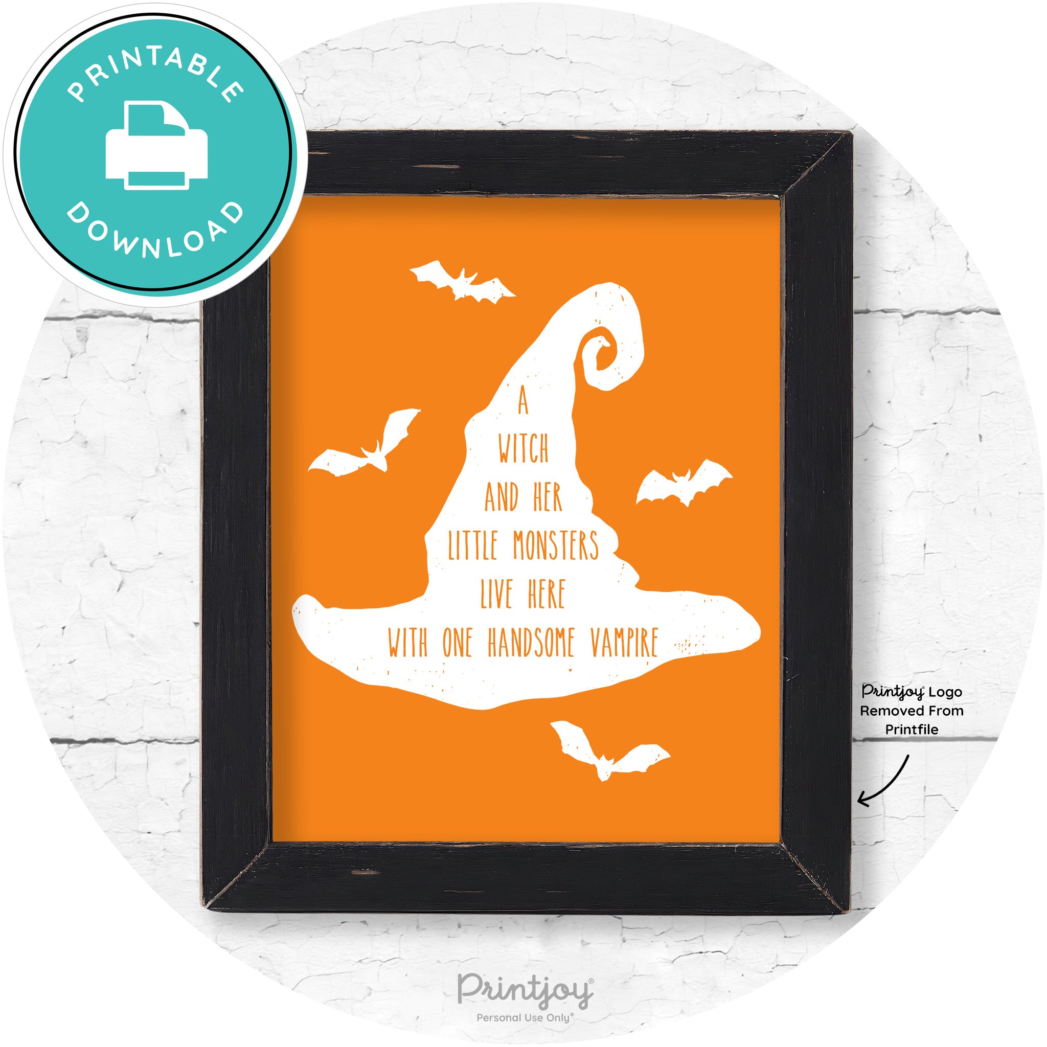 Fun Halloween Family Farmhouse Witch Hat Wall Art Free Printable - Printjoy