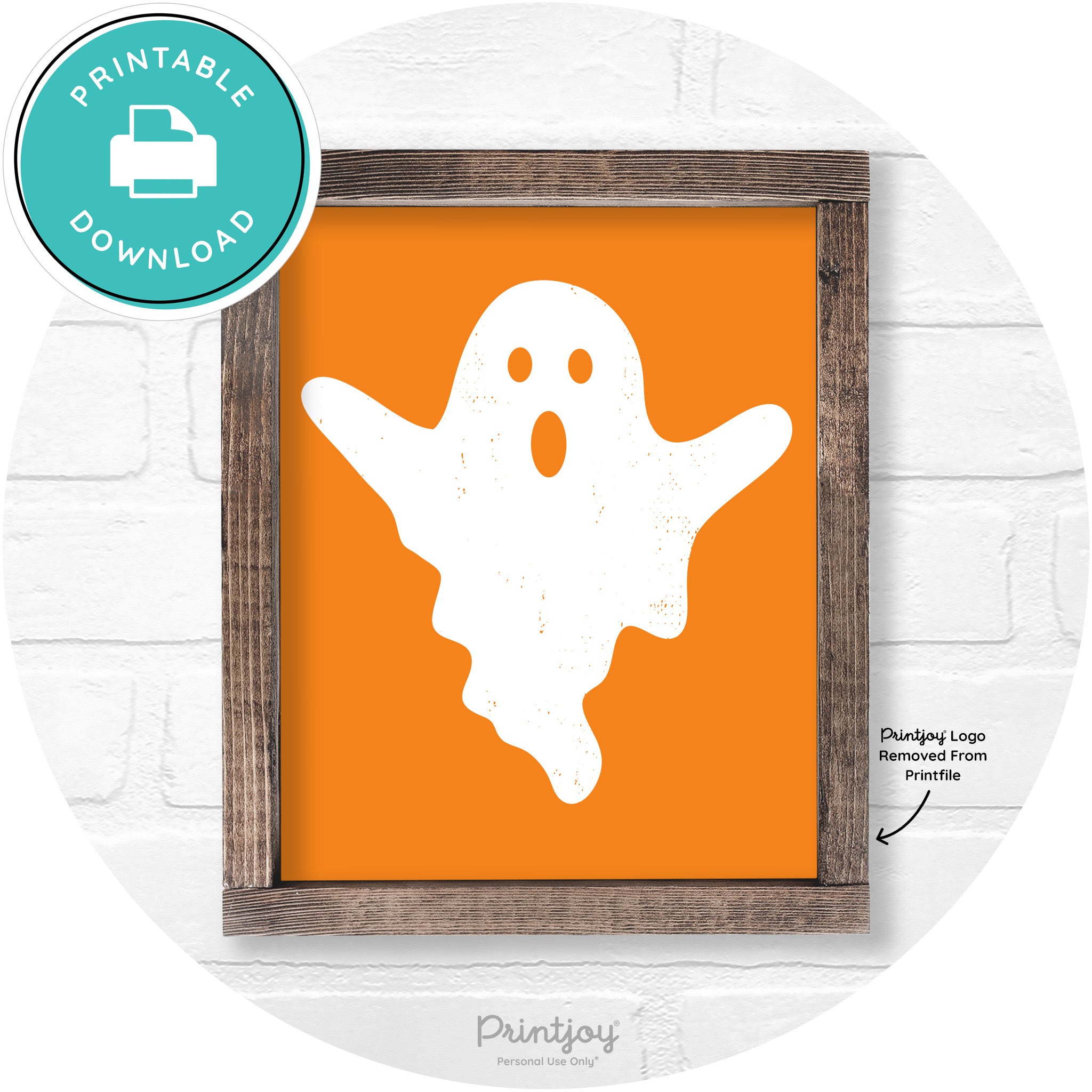 Halloween Cute Ghost Rustic Farmhouse Wall Art Free Printable - Printjoy