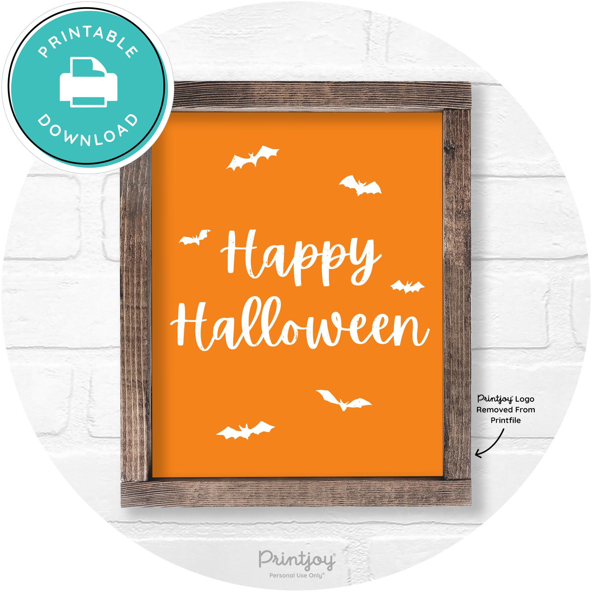 Happy Halloween Bats Rustic Farmhouse Wall Art Free Printable - Printjoy