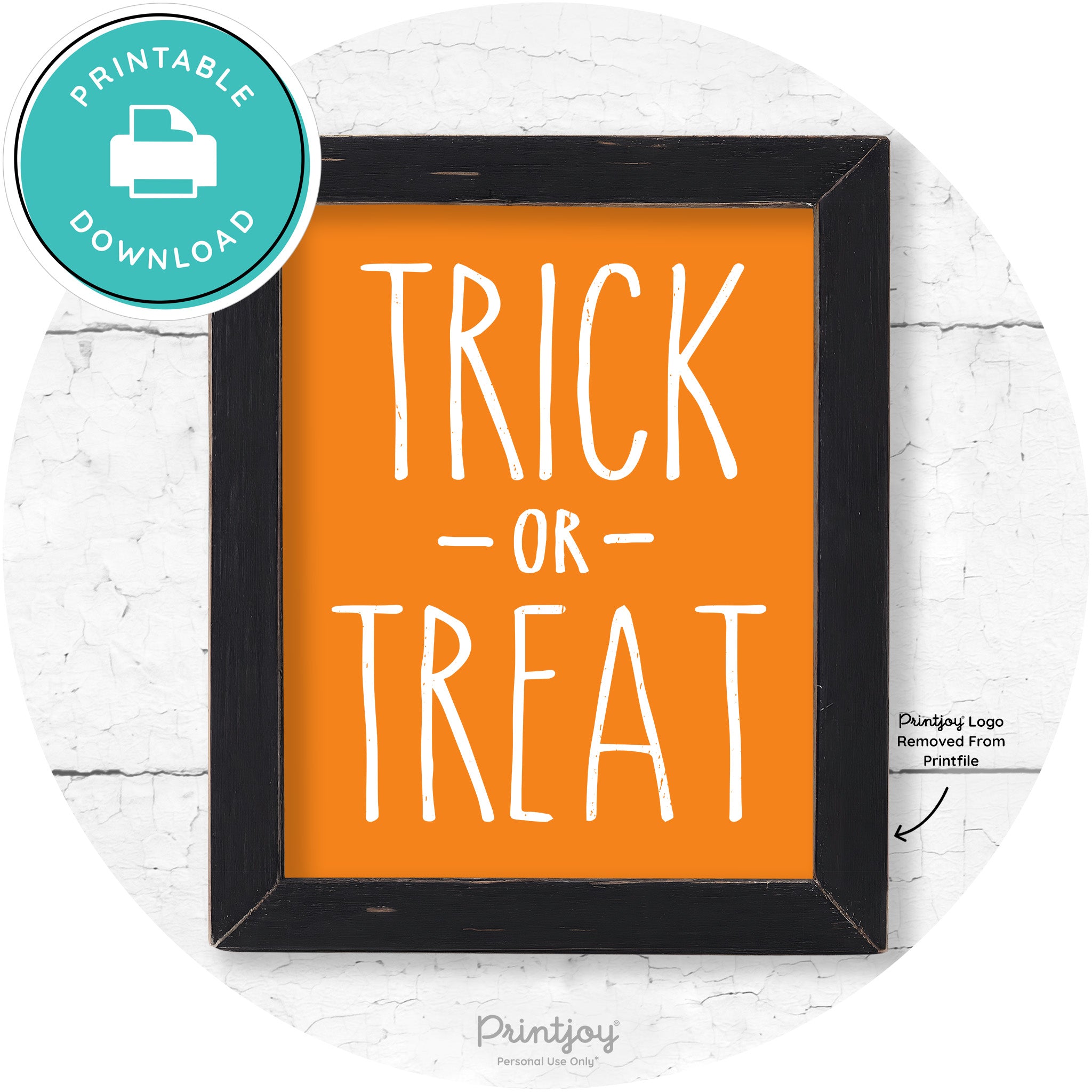 Trick Or Treat Lettering Farmhouse Halloween Wall Art Free Printable - Printjoy