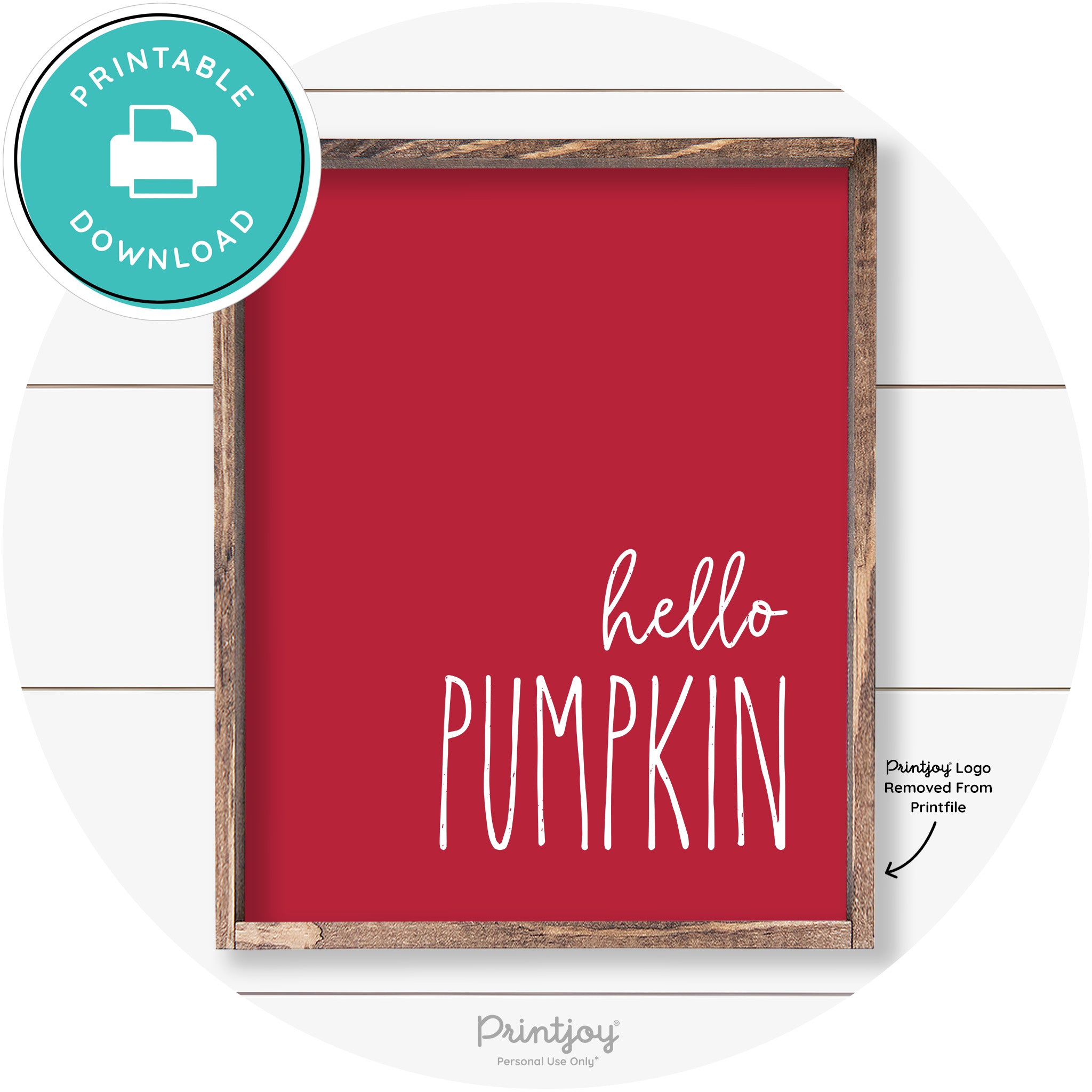 Hello Pumpkin Cute Fun Simple Farmhouse Wall Art Free Printable - Printjoy
